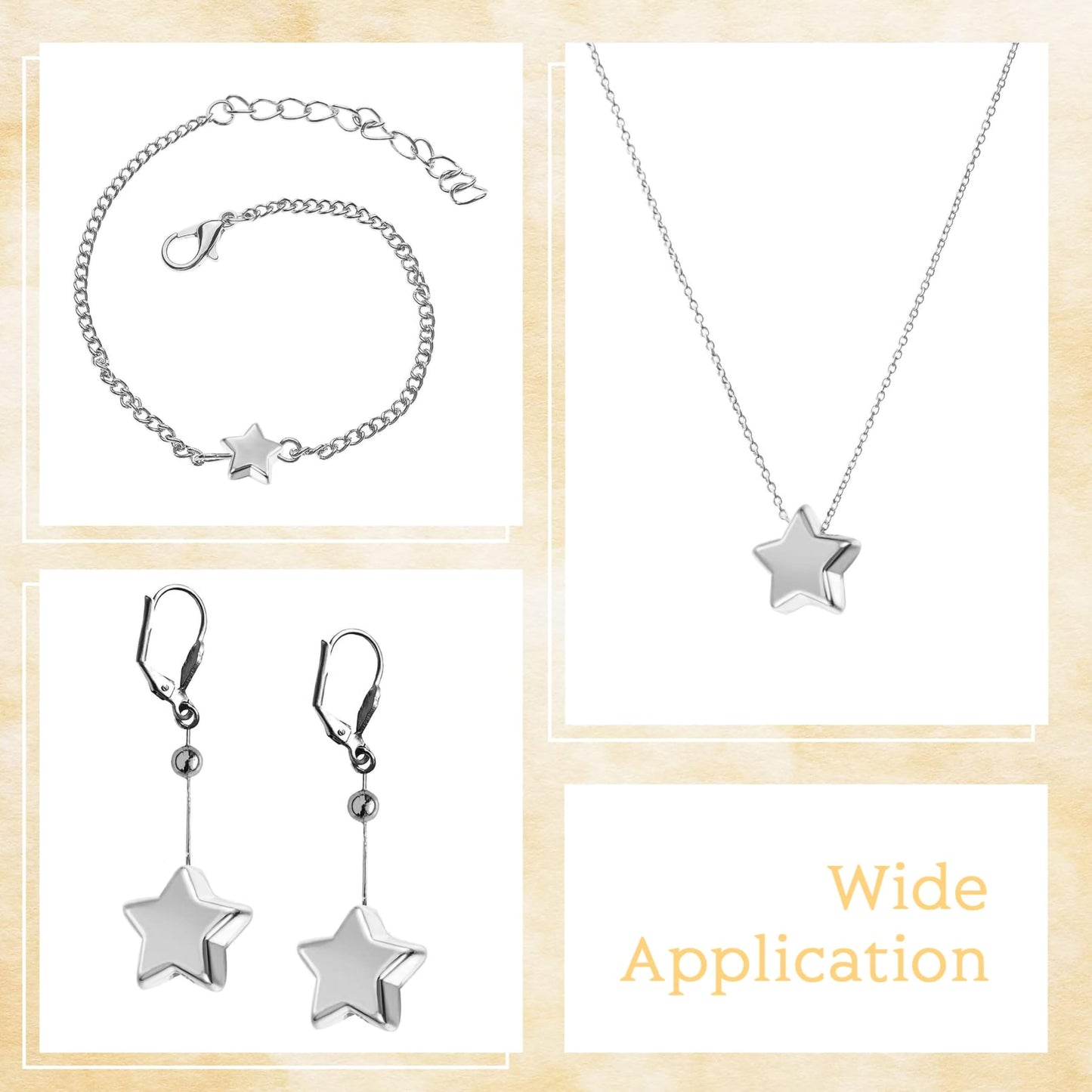 Star silver and gold plastic and acrylic beads help create neat decorative finish in DIY jewellery projects, beading craft and decorative craft finishing.