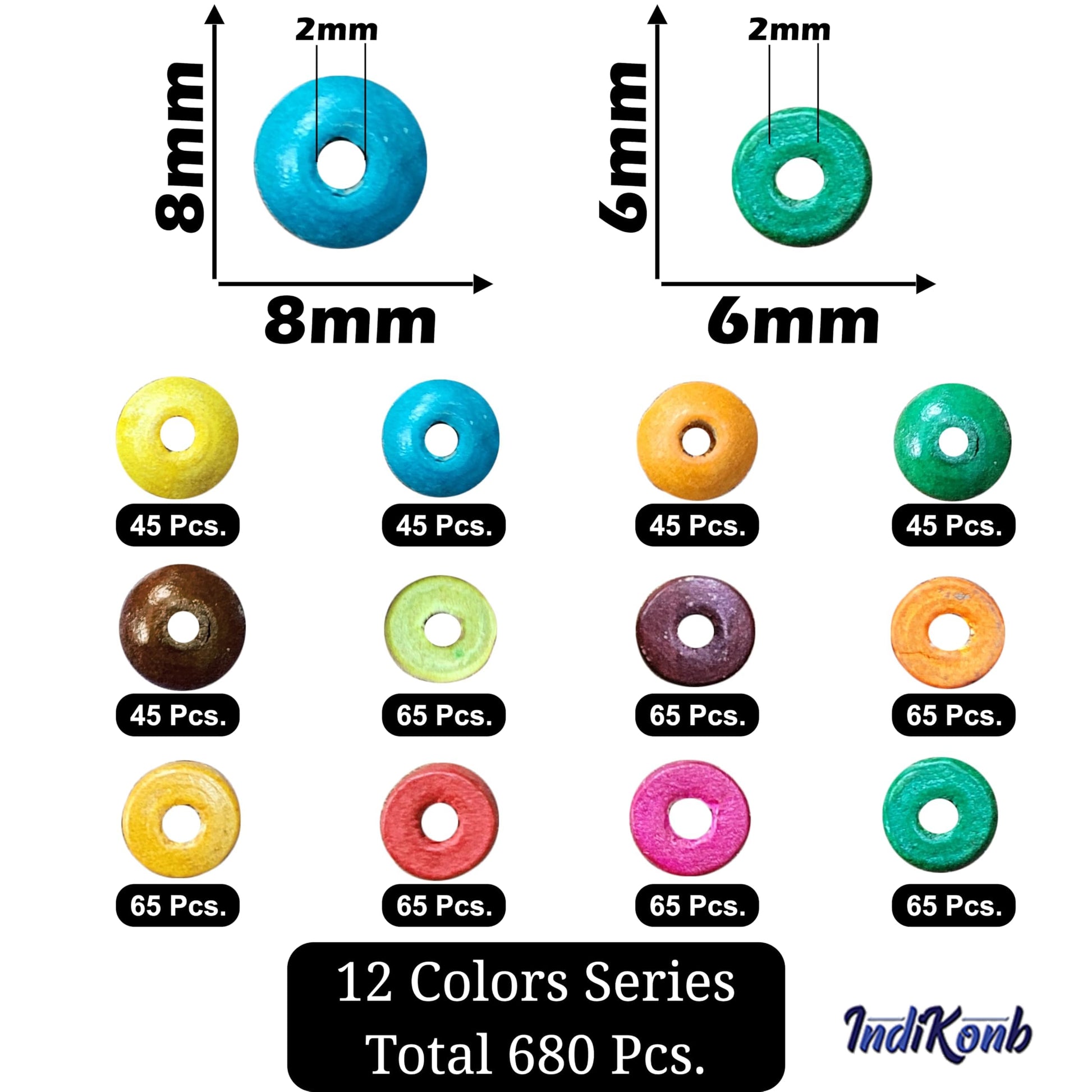 Plain and multicolour wood and wooden beads help finish DIY jewellery projects, beading craft and decorative craft finishing with a refined look.