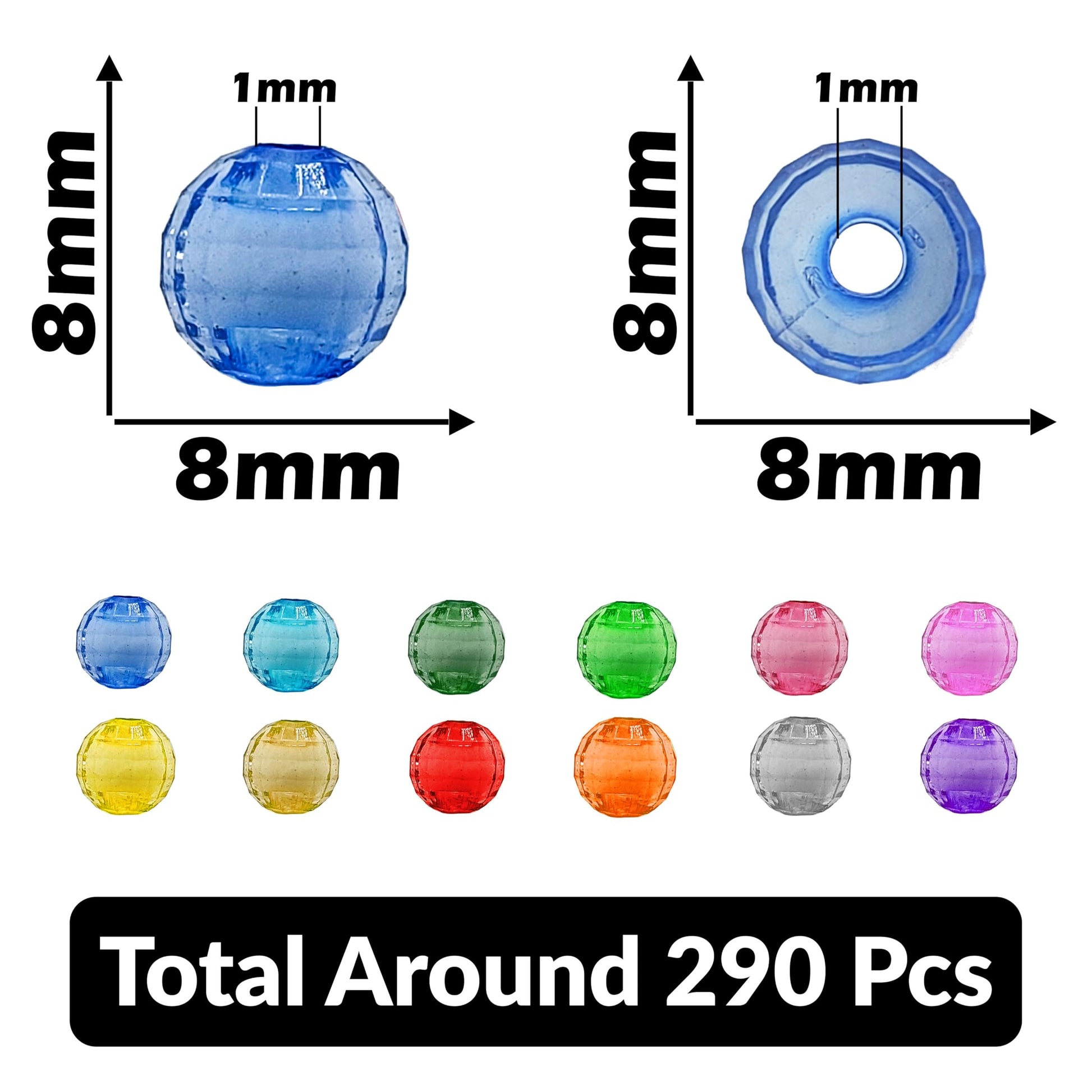 Multicolour and pearl 8mm beads are a clean finishing element for necklace making and DIY jewellery projects.