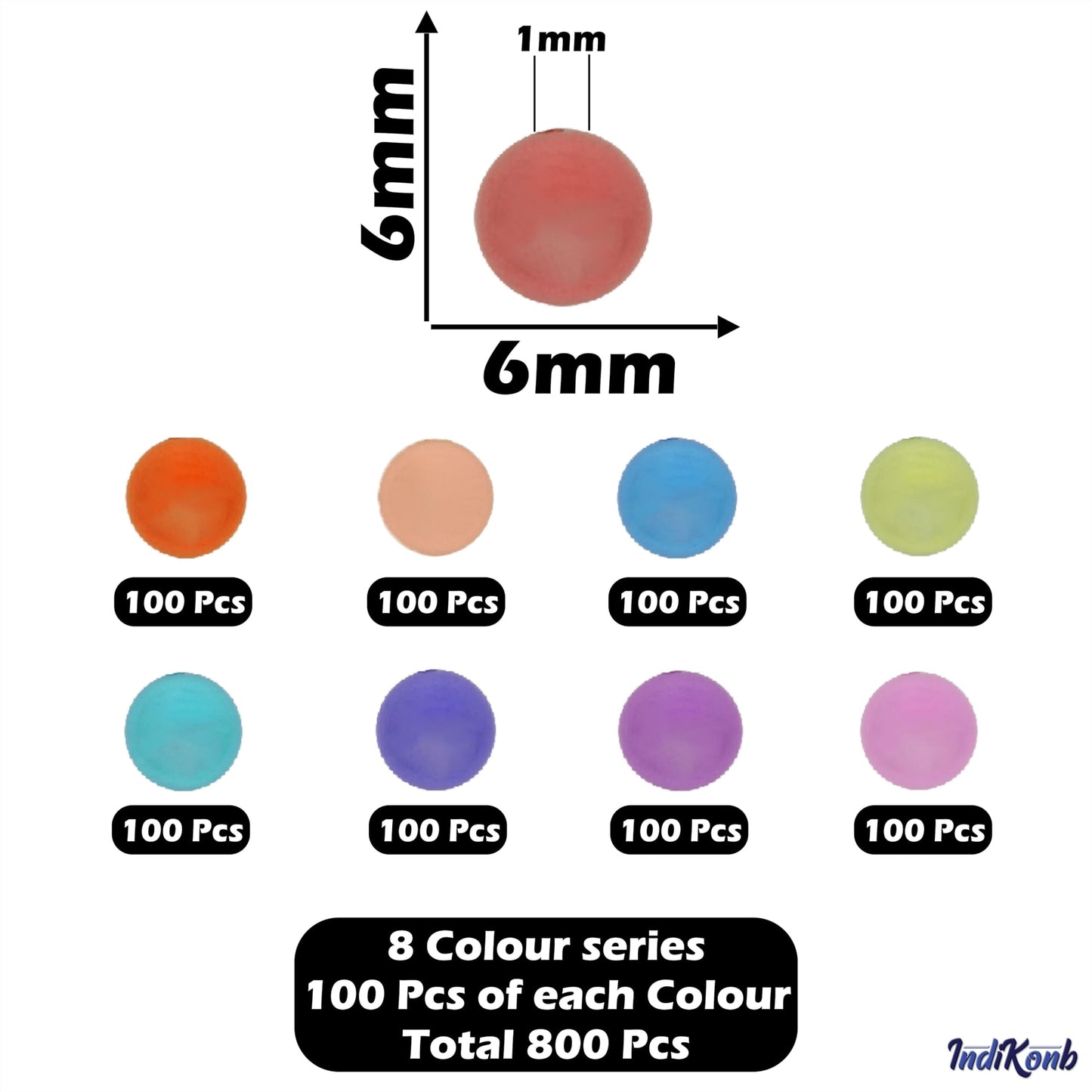 For polished results in necklace making and DIY jewellery projects, multicolour and pearl 6mm beads help complete the design.