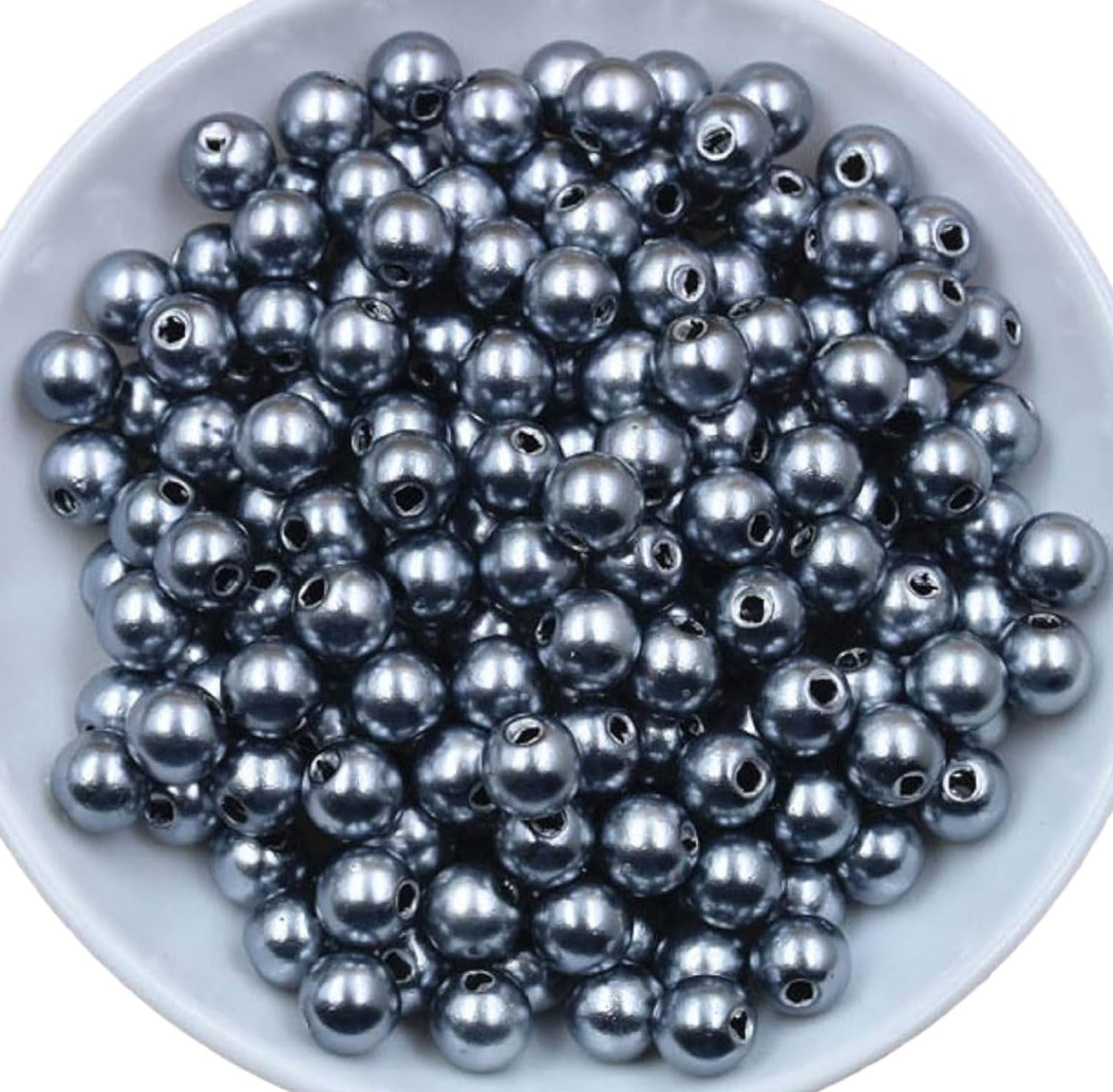 Black Silverline Glass Round Pearl Beads Size 8MM. Main product image showing the full assortment for jewelry making and craft work.