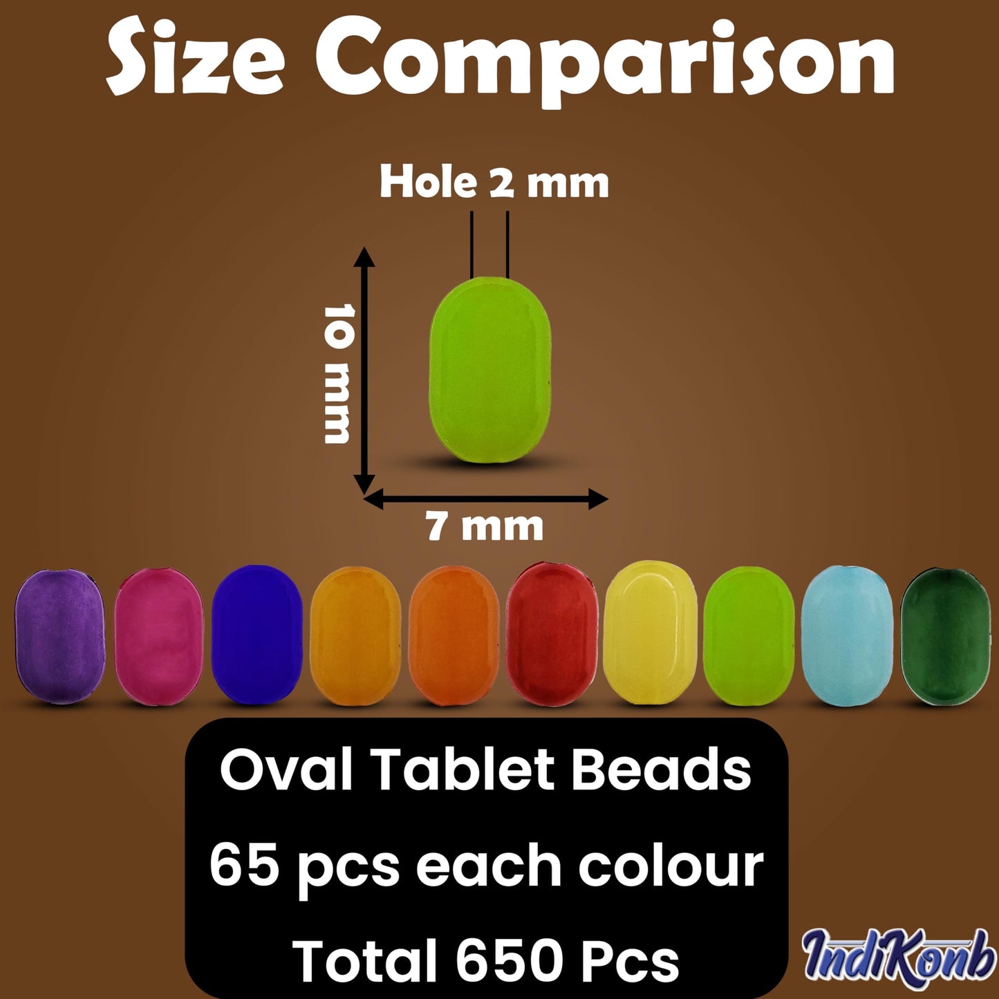 For neat results in necklace making and DIY jewellery projects, multicolour 10mm and 7mm beads are a useful detail.