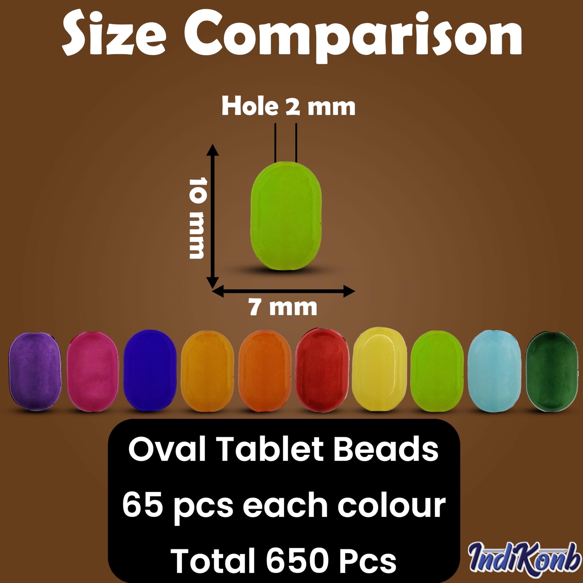 For neat results in necklace making and DIY jewellery projects, multicolour 10mm and 7mm beads are a useful detail.