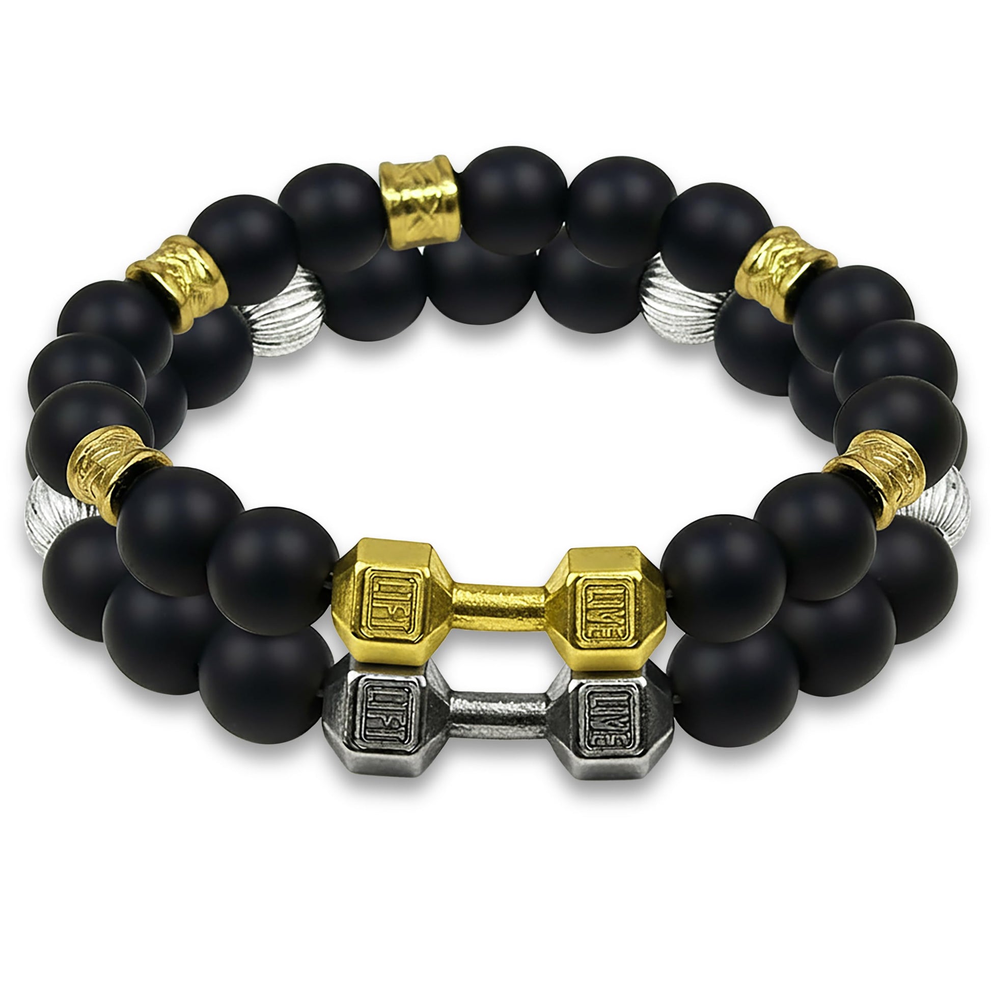 Dumbbell Bracelet for Men Black Gold and Silver Combo Black ,Silver , Gold Combo product image