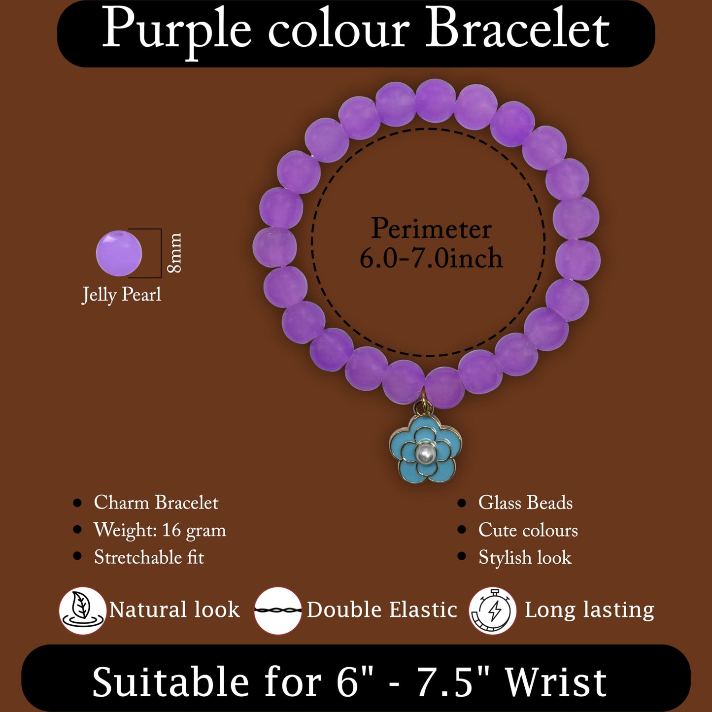 Layer friendship bracelets with purple beads for a playful stack-ready wrist look.