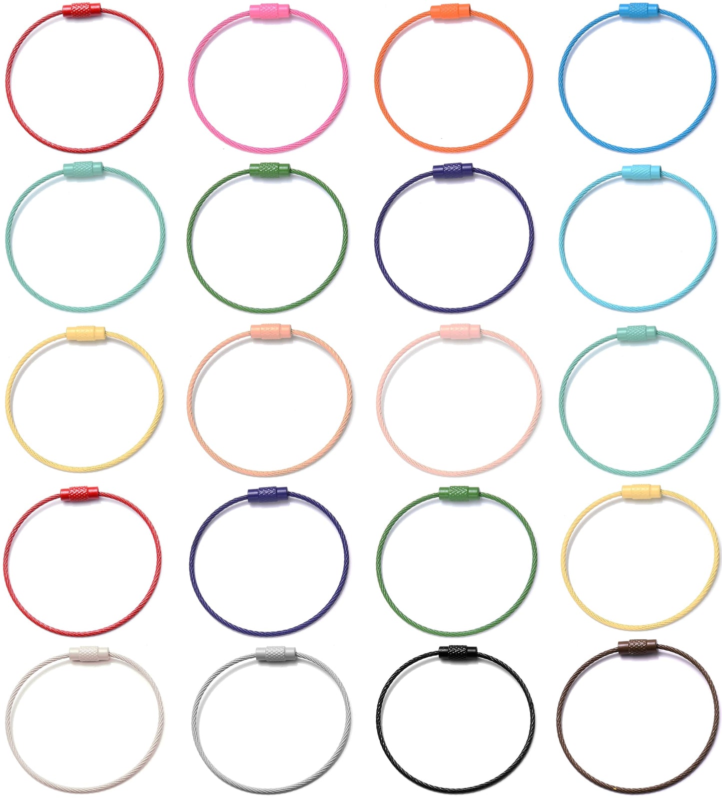 Use flexible wire cable key rings to add clean detail to tags and zipper pulls.