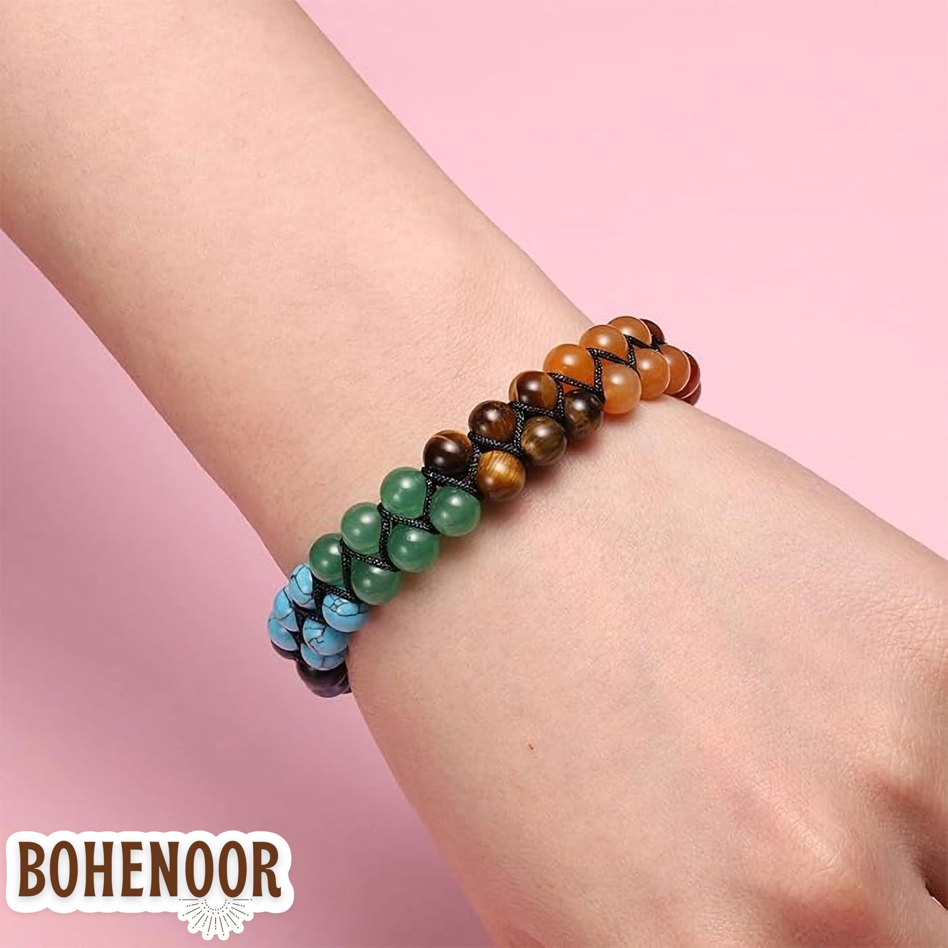 Multicolour glass and crystal bracelet keeps casual accessory looks and everyday styling visually clean while adding projects a neat stylish finish.