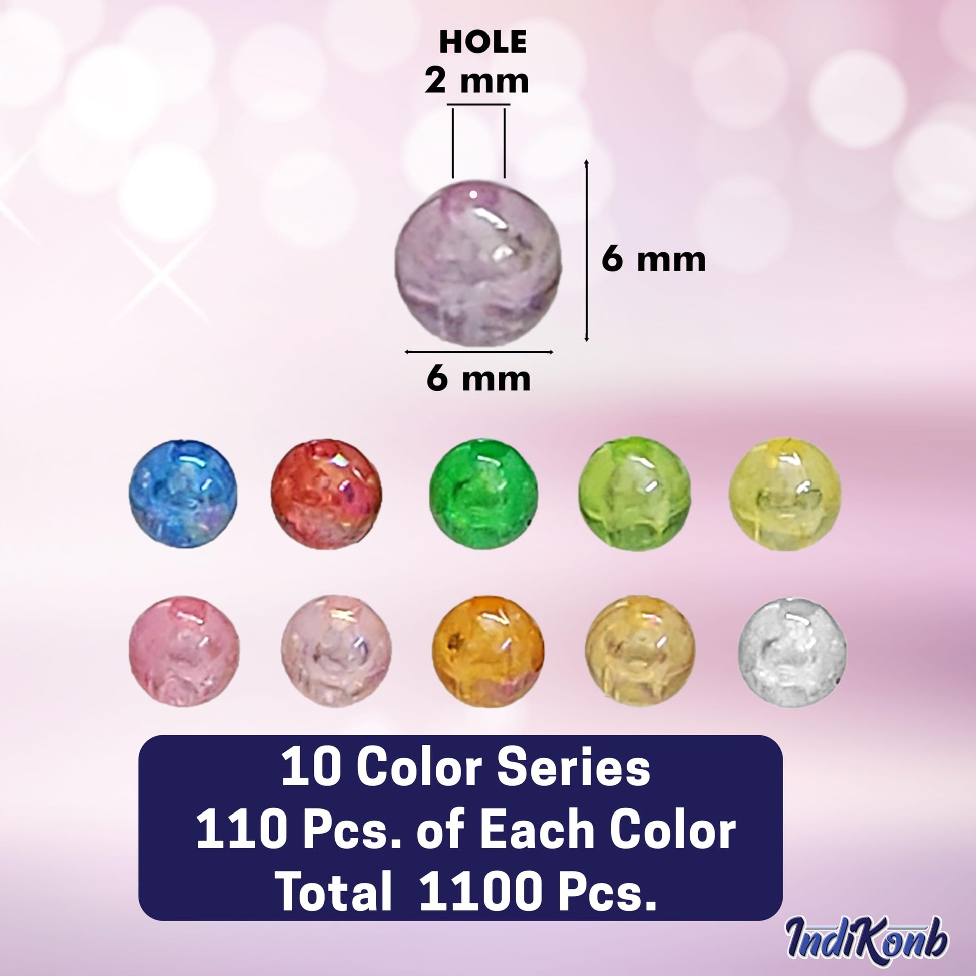 A handmade beadwork accent to handmade projects makes rainbow and multicolour 6 mm and 1mm beads suitable for necklace making and DIY jewellery projects.