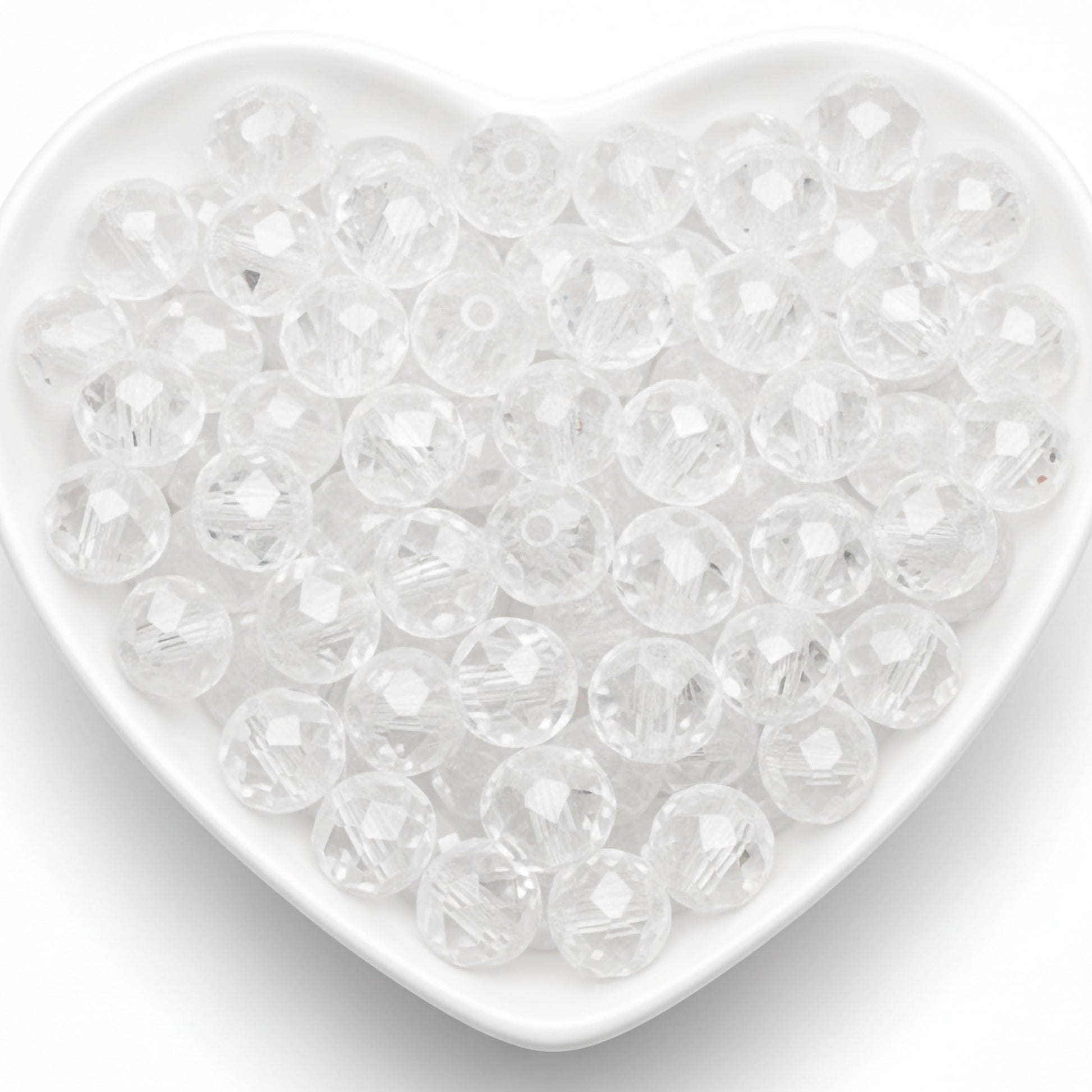 10mm White Crystal Glass Beads for Jewellery Making product image
