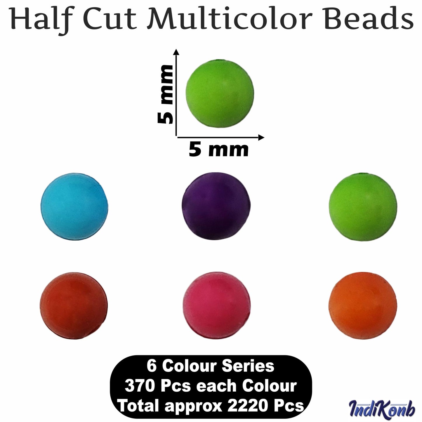 Multicolour Opaque Half Cut Flat Back Beads 5mm | 2200 pcs