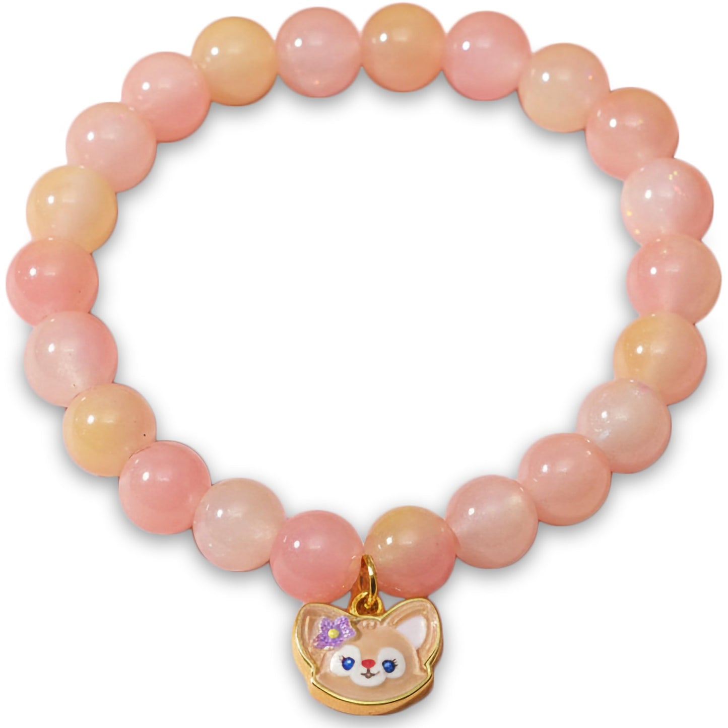 Add cheerful two-tone style to daily wristwear with a peach beaded charm bracelet.