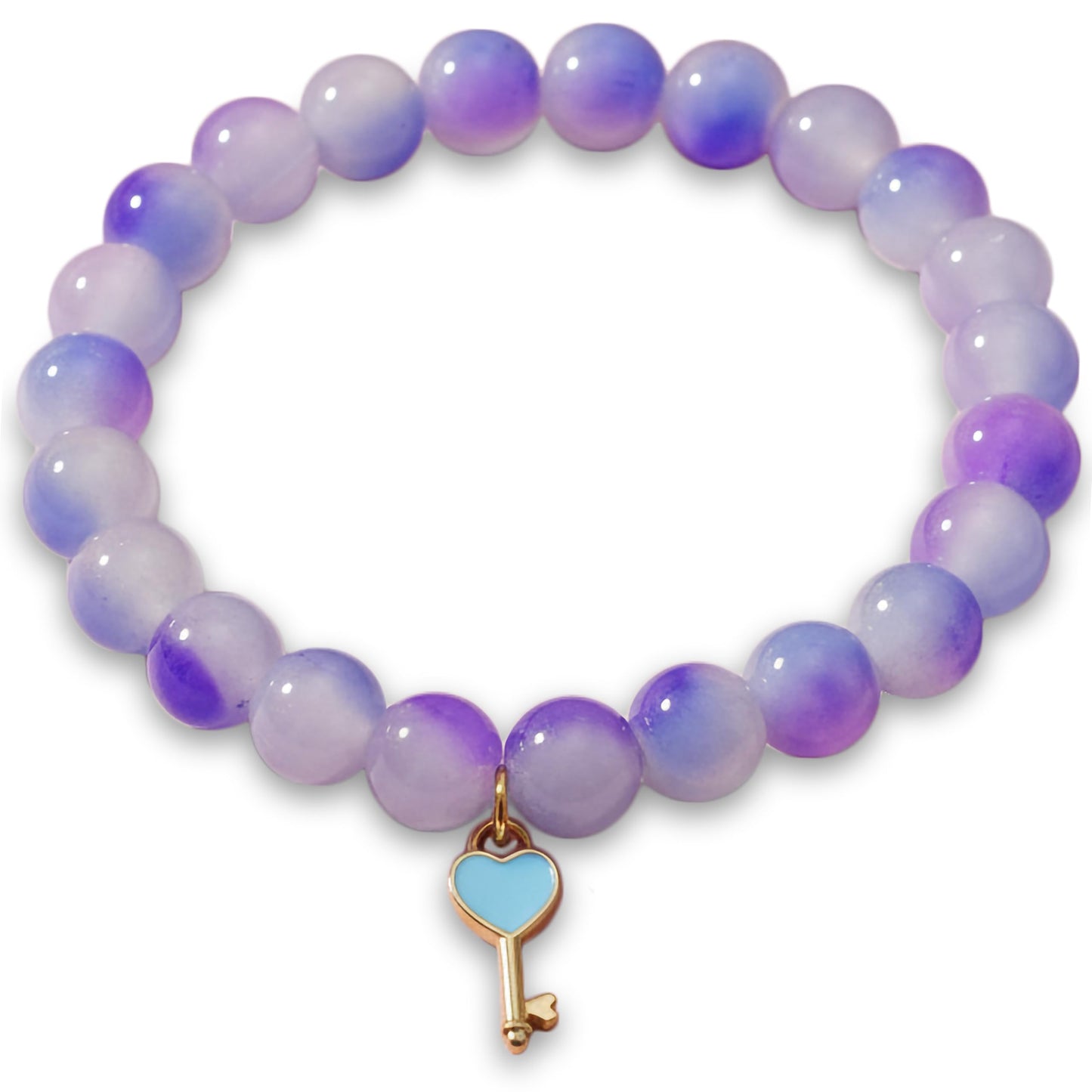 Add cheerful two-tone style to daily wristwear with a purple beaded charm bracelet.
