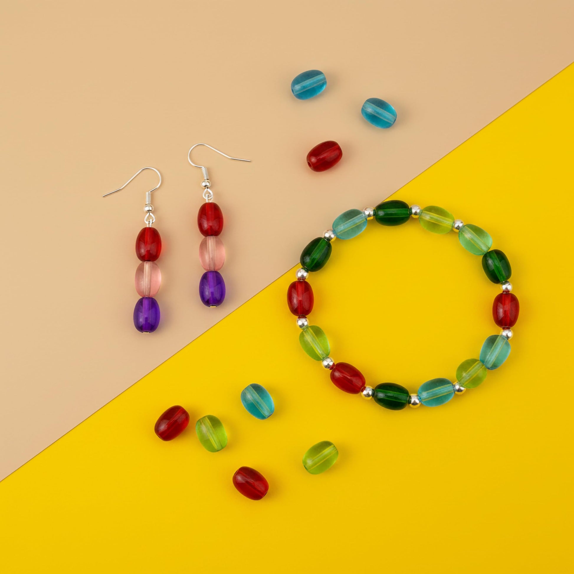 Choose 8x5mm blue transparent small hanging beads to add clean bead detail across bracelet making and saree kuchu work.