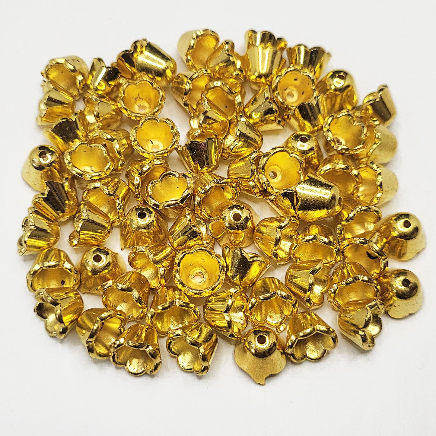 Golden Plastic Beads and Caps | 12g