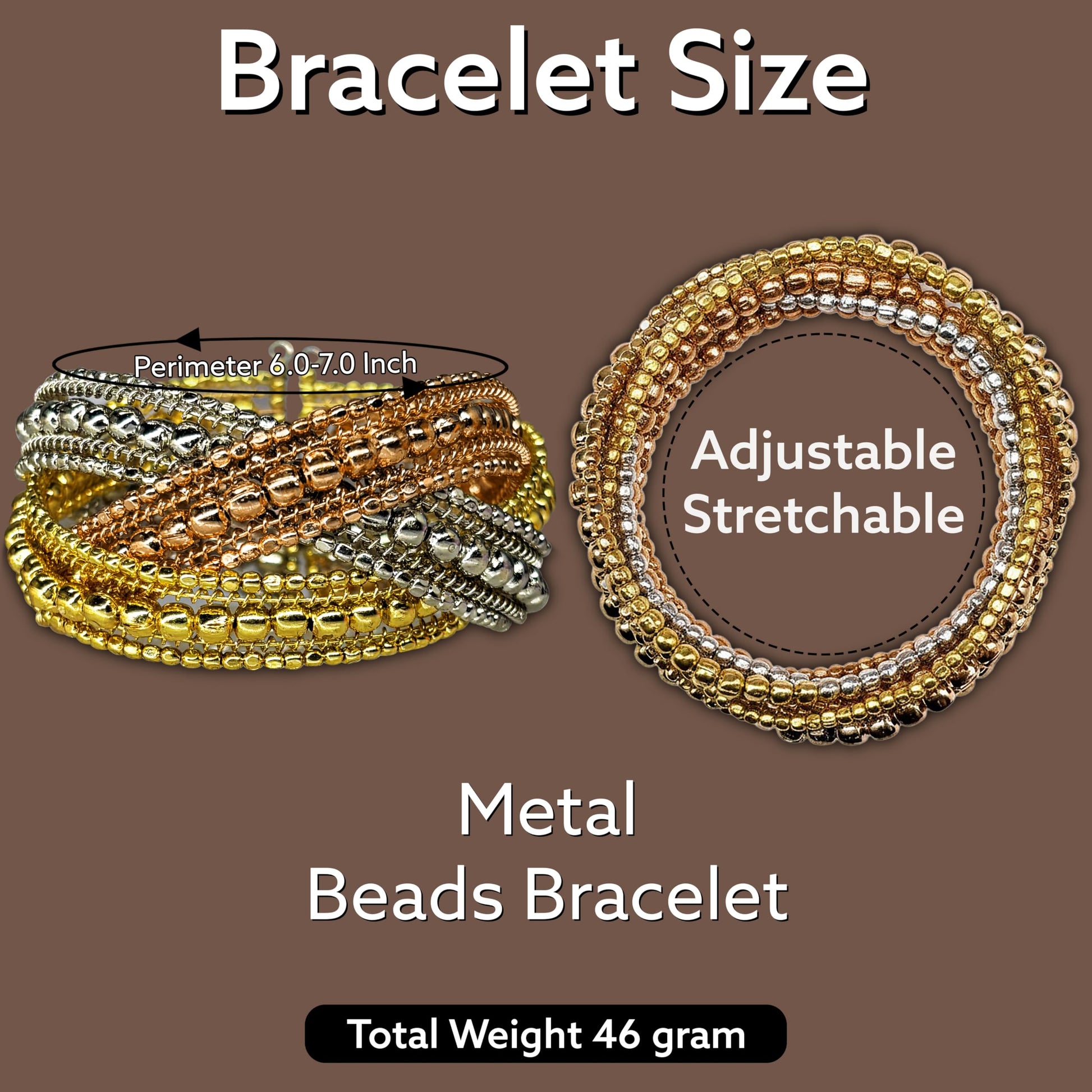 Tricolor Multilayer Cuff Bracelet for women Golden & Rose TRI TONE image 5