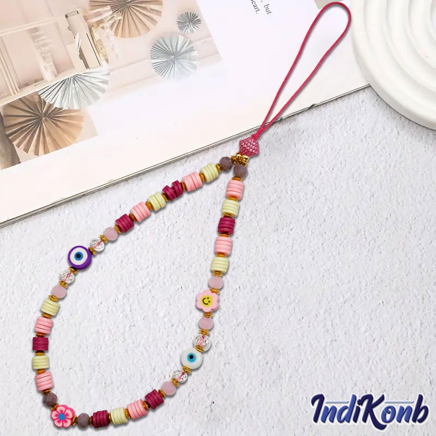 Beaded Phone Charm - Aesthetic Multicoloured Mobile Accessory