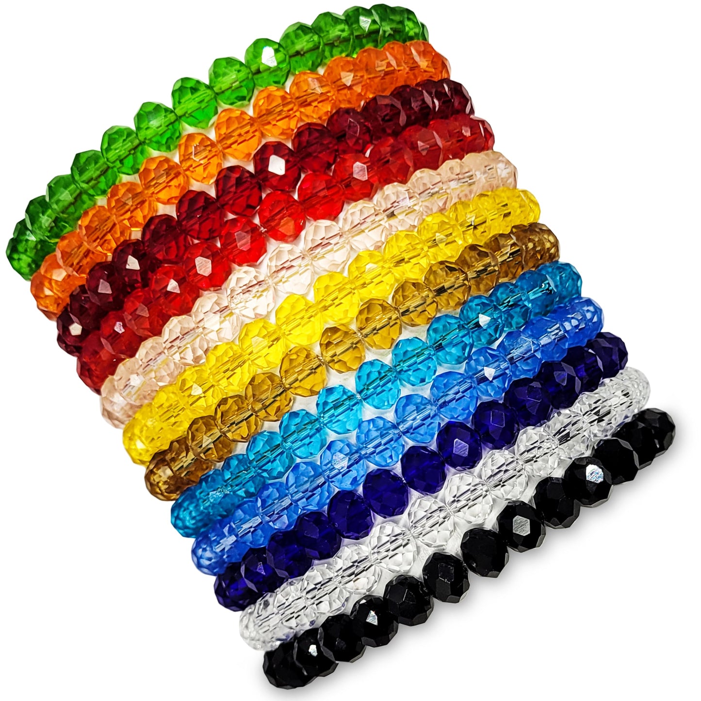 Multicolor Glass Tyre Beads Bracelets Set Acrylic. Main product image showing the full assortment for jewelry making and craft work.