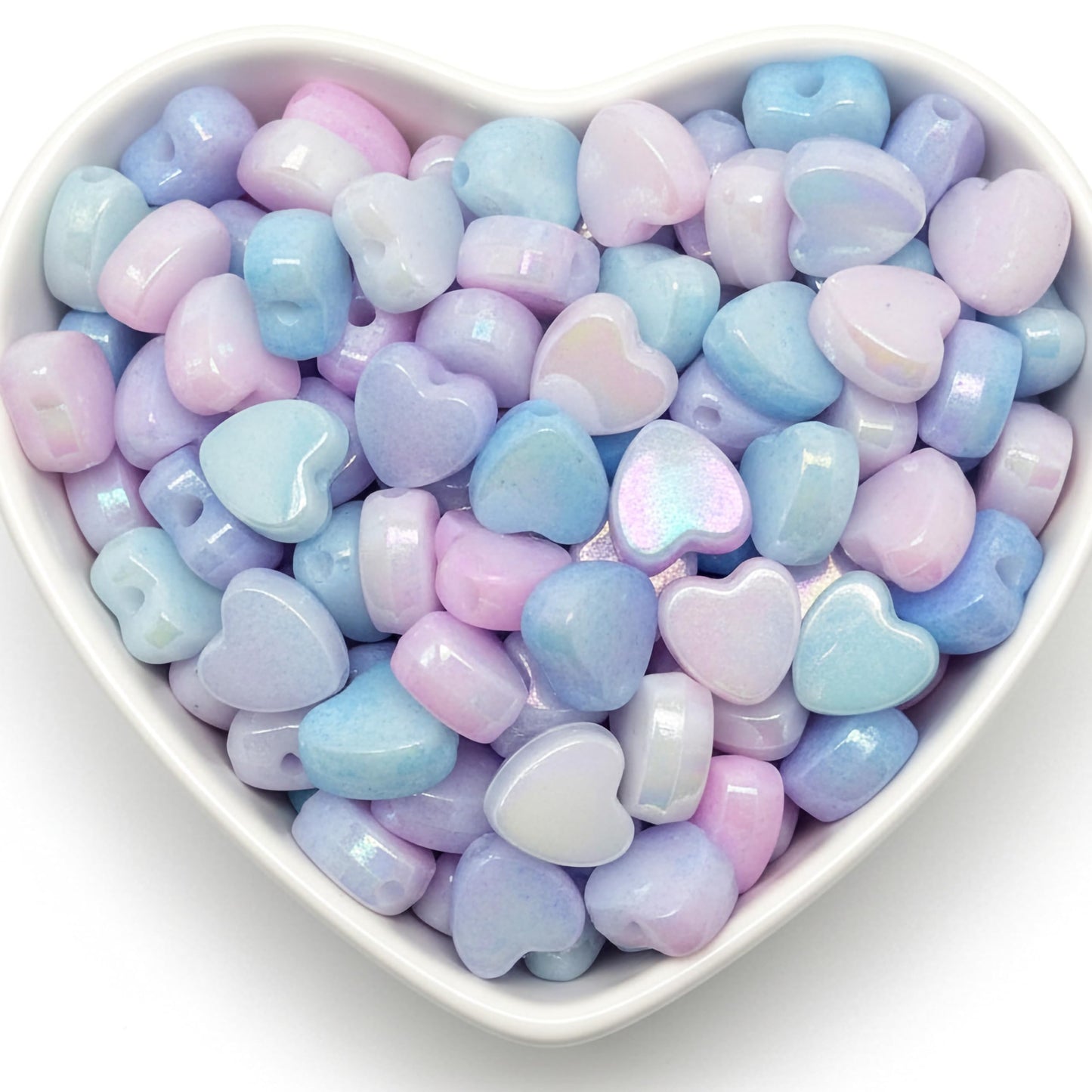 DIY Heart Beads for Jewelry Making, Iridescent Acrylic Heart Mix product image