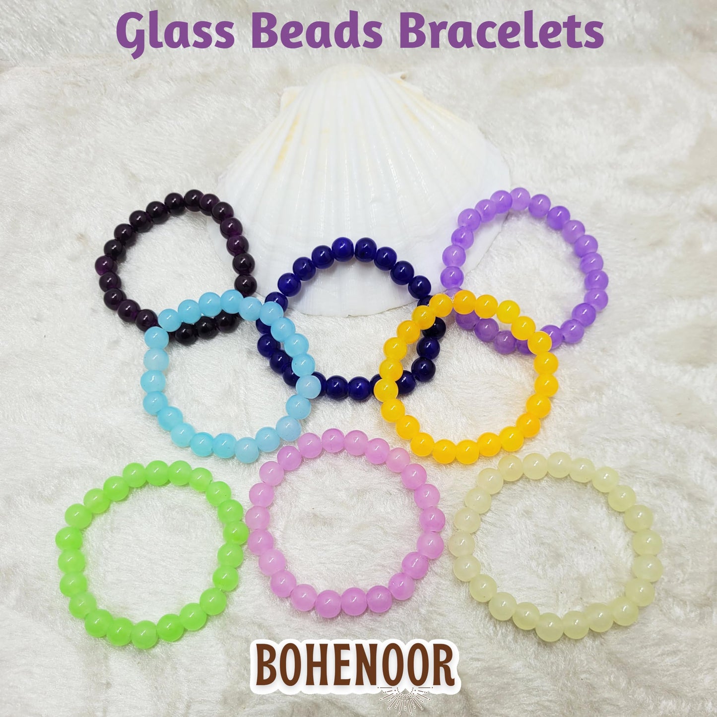 A creative beadwork finish and an attractive fashion detail makes multicolour glass and elastic bracelet suitable for casual accessory looks.