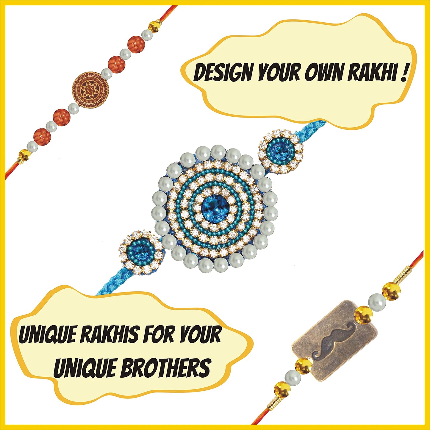 Rakhi making - 10 pcs metal and stone art and craft kit helps add a neat decorative finish to school projects, creative hobby sessions and decorative craft finishing.