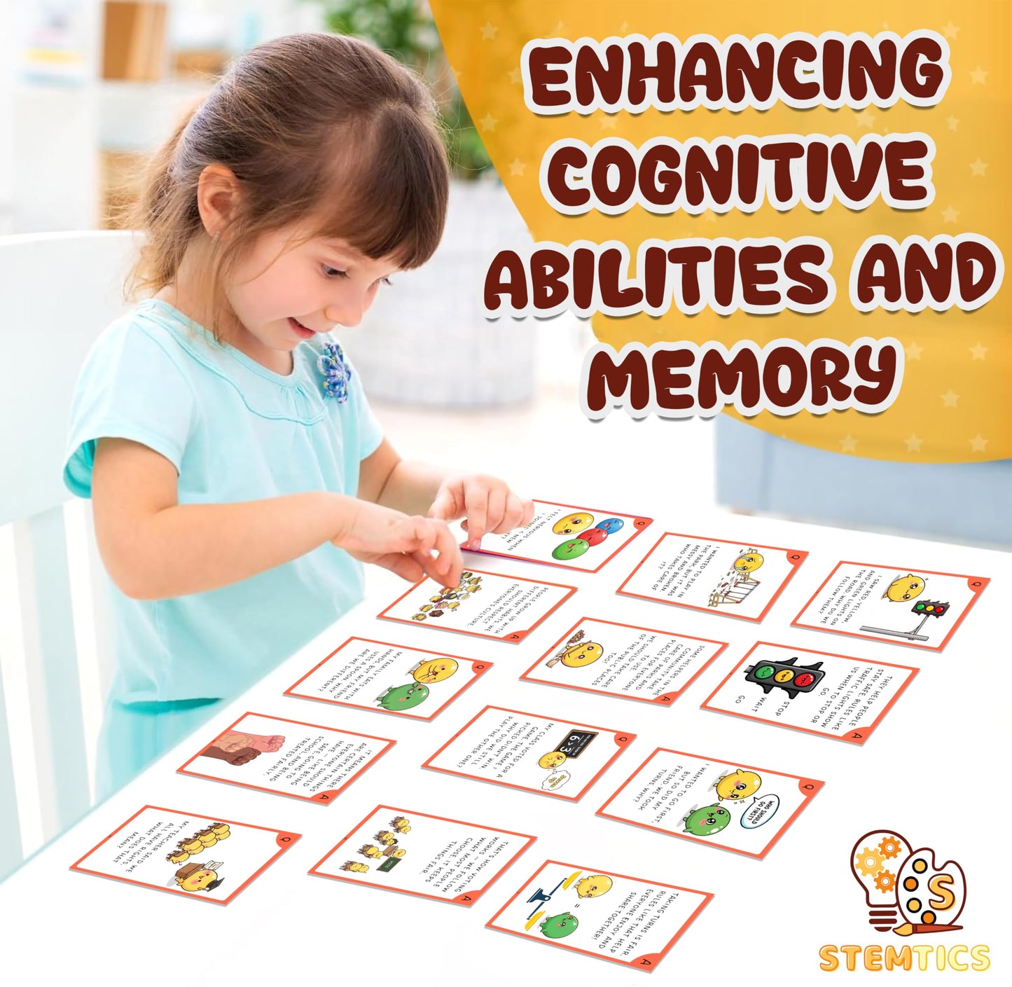 Multi-color Social Science Flash Cards for Kids Set Paper. Packaging and contents image showing the full item set.