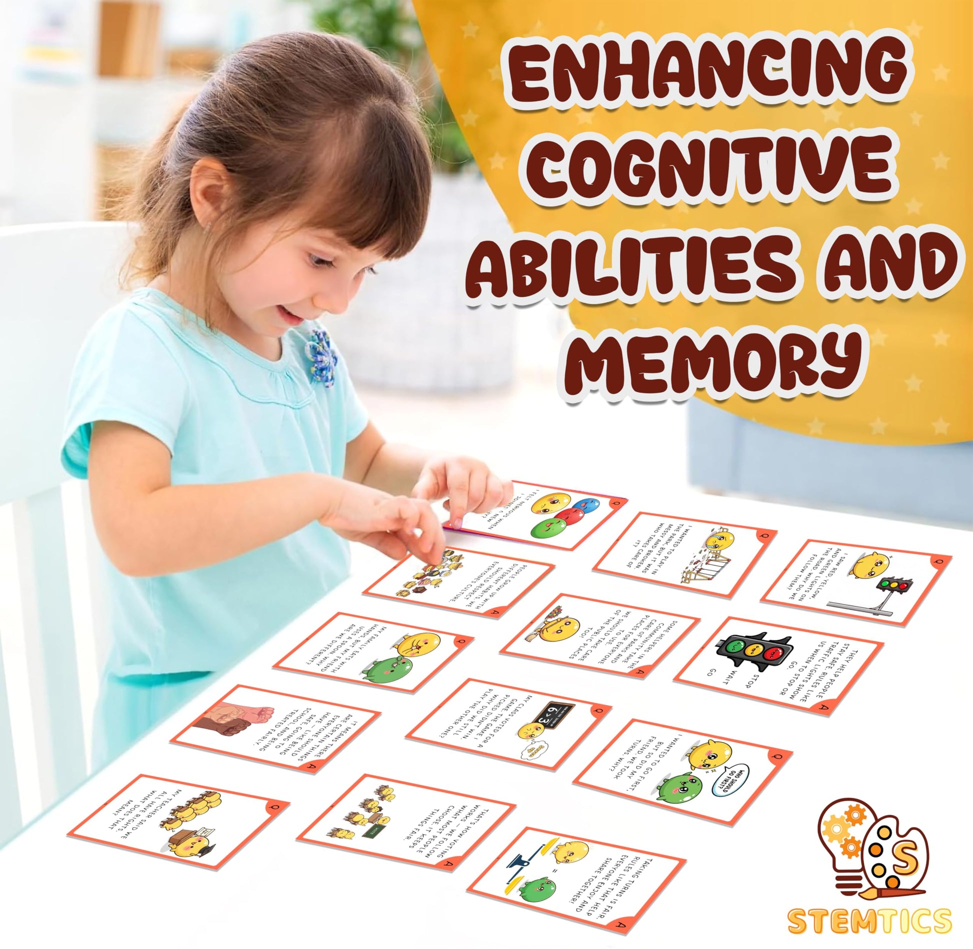 Multi-color Social Science Flash Cards for Kids Set Paper. Packaging and contents image showing the full item set.