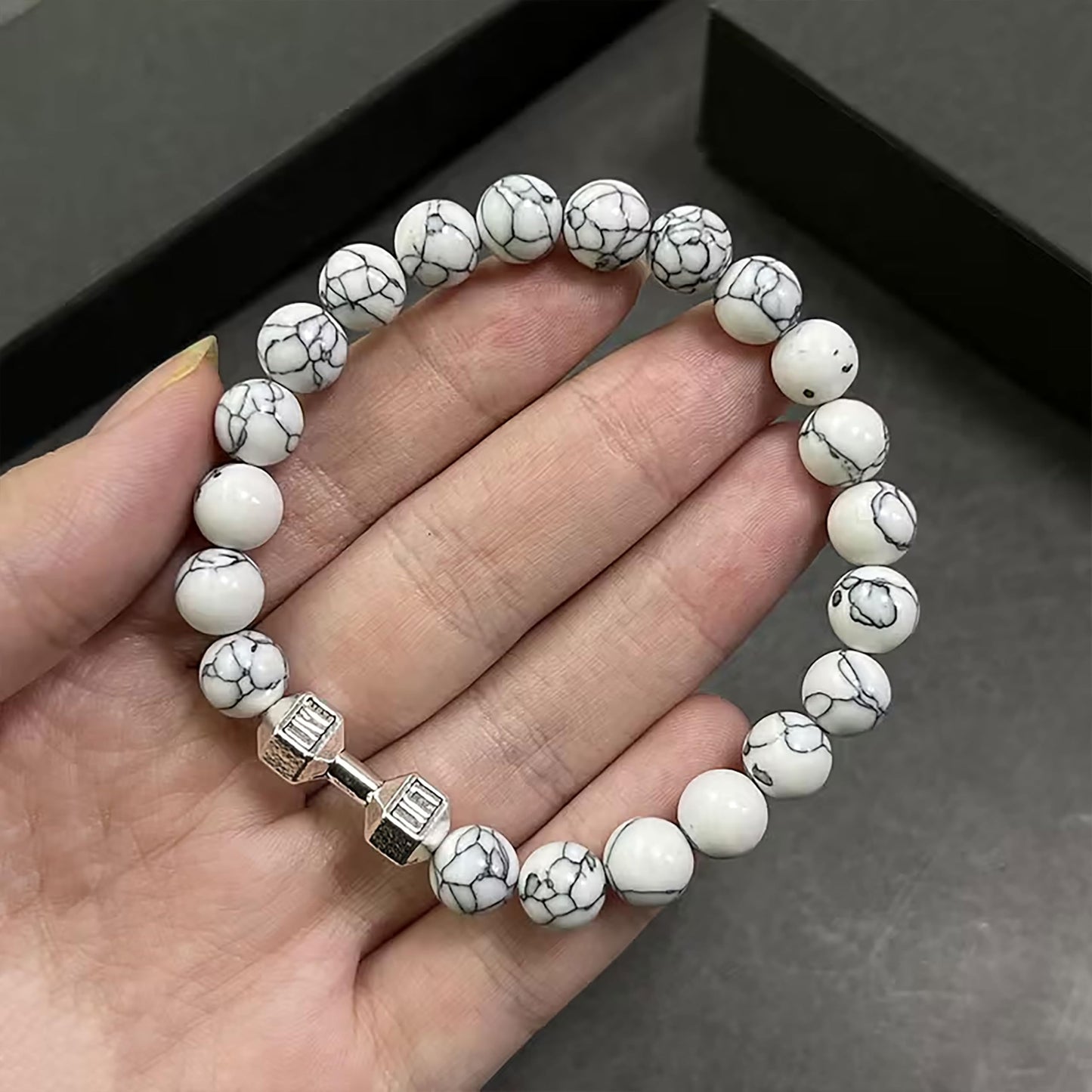 Dumbbell Bracelet for Men & Women, Gym Lover Fitness white image 5