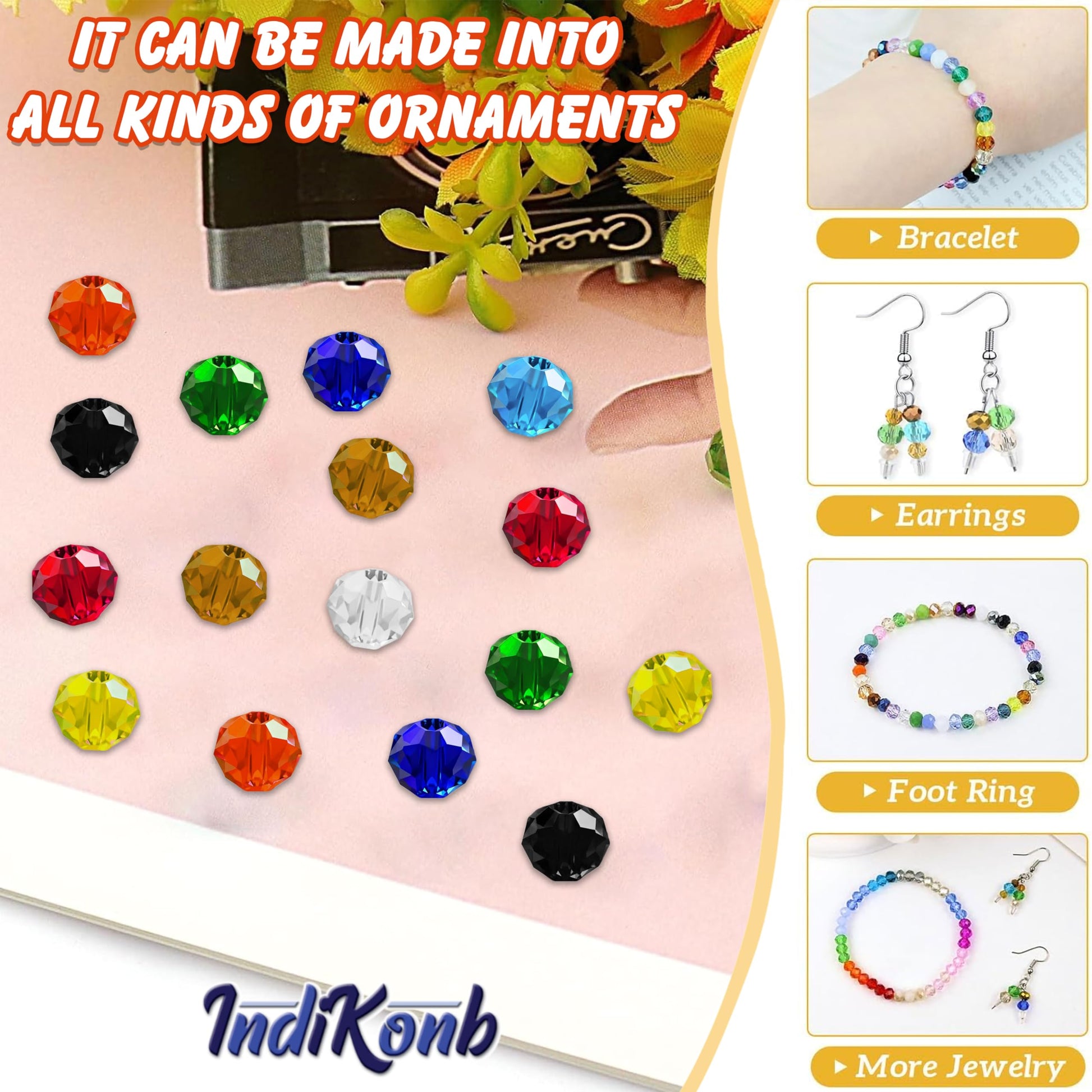 10mm Multicolored Crystal Glass Beads for Jewellery Making Multicolour image 3