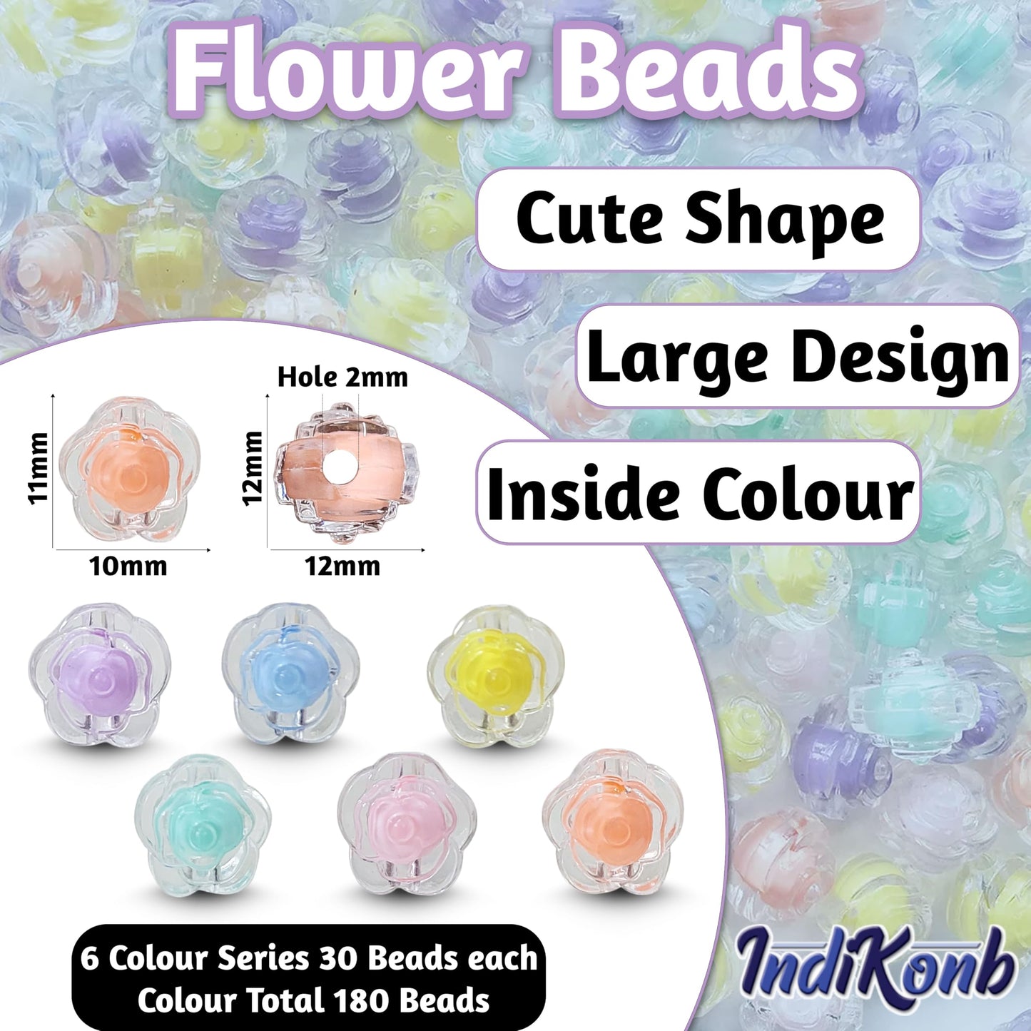 For a cleaner finish in necklace making and DIY jewellery projects, flower beads and multicolour plastic and acrylic beads are a useful choice.