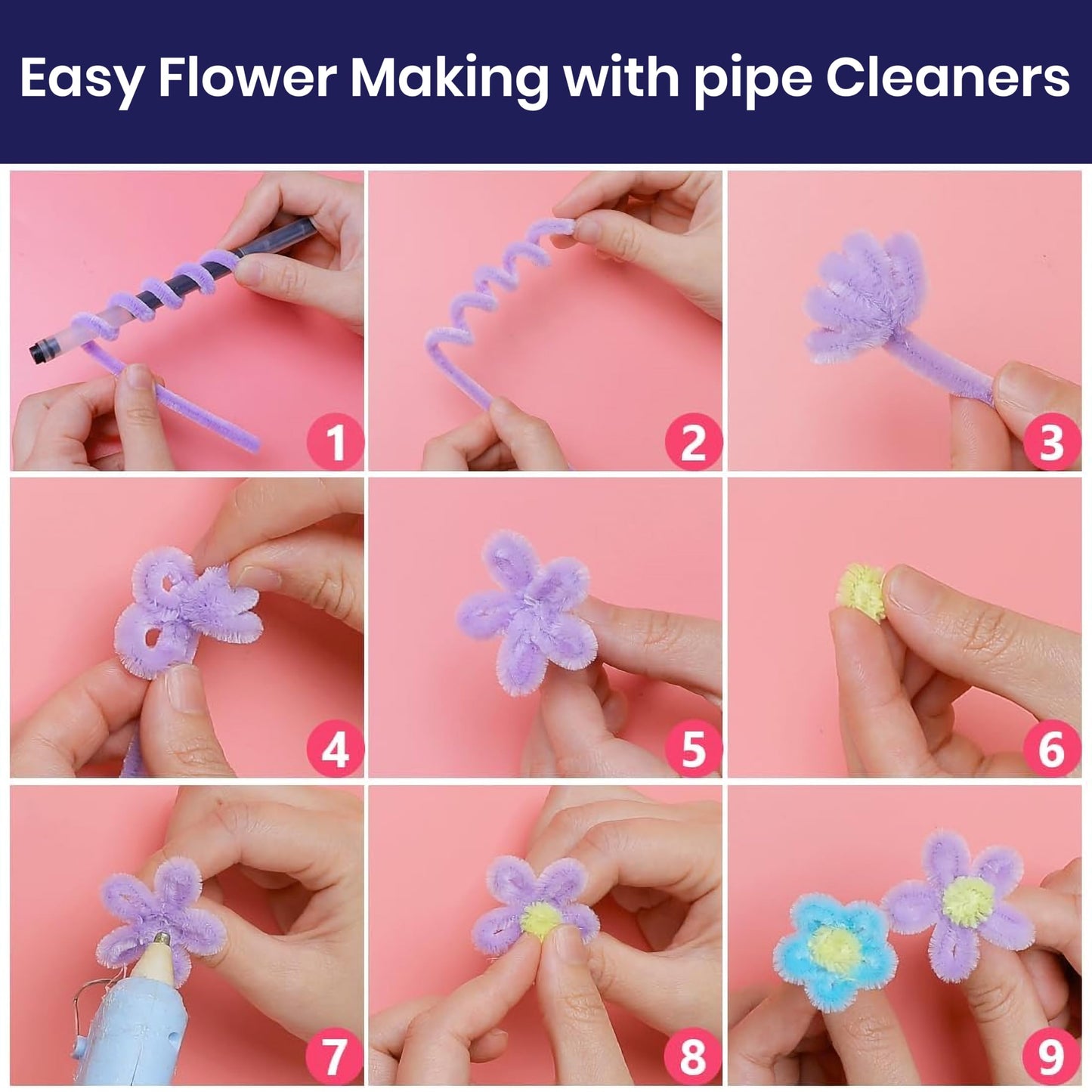 Let bendable soft fuzzy stems add playful craft detail to school art and DIY decoration for easy project planning.