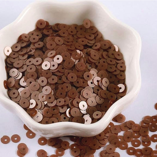 A balanced detail for Embroidery for embroidery, craft decoration and fabric embellishment, brown 4mm sequins round shape 4mm sitara sequins with holes offer a sparkling look.