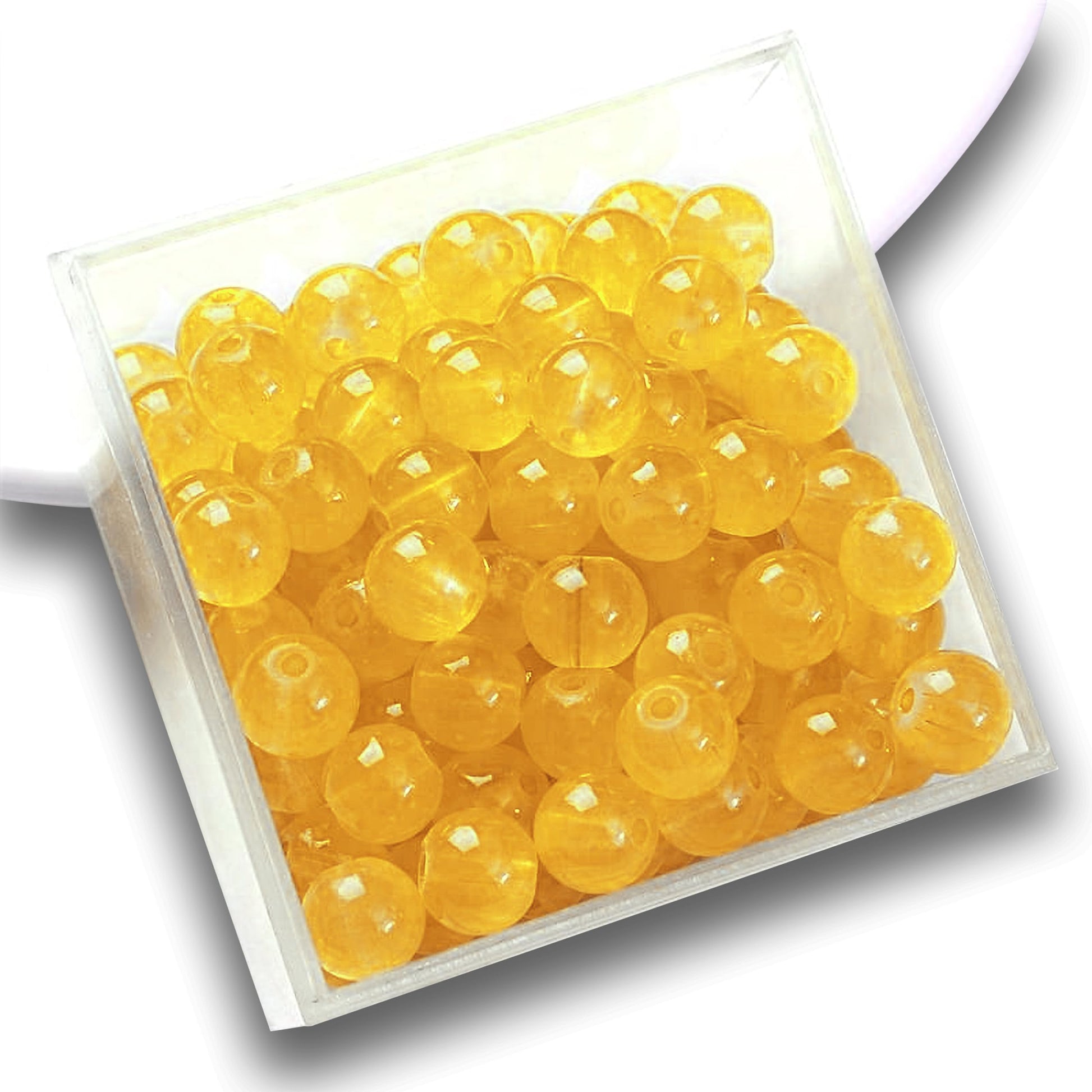 Clean decorative look makes saffron and pearl 8mm beads stand out in bracelet making, necklace making and DIY jewellery projects.