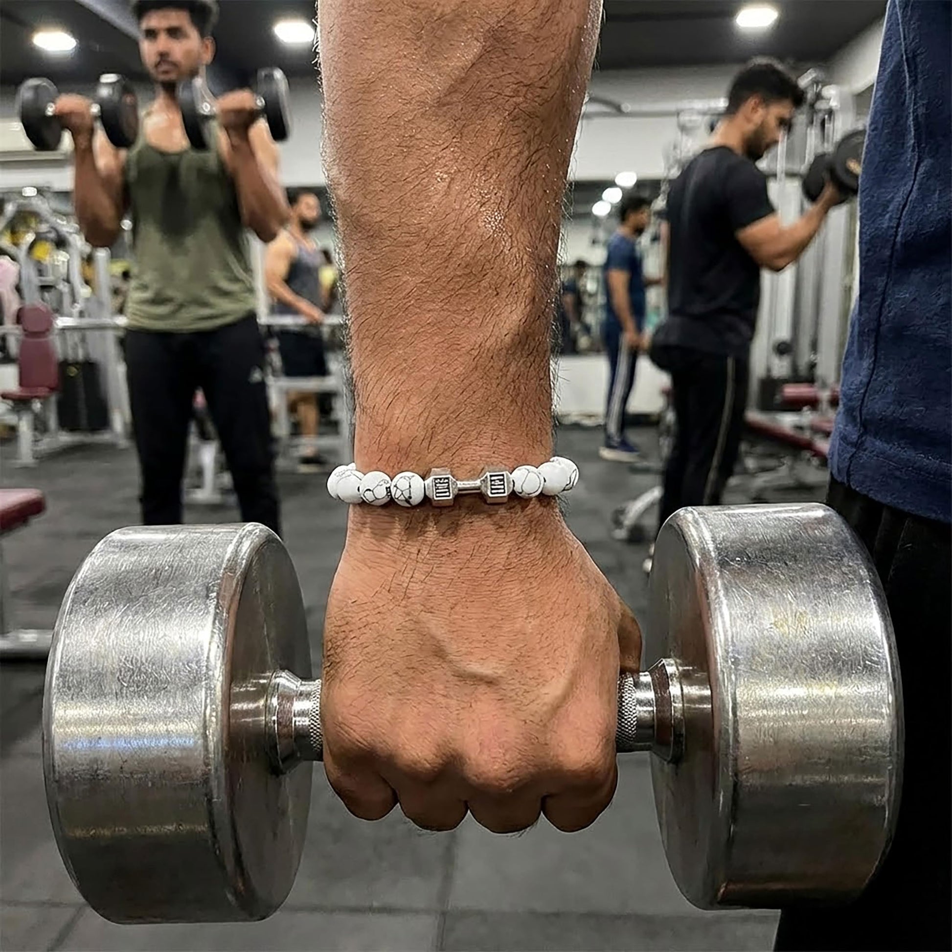 Dumbbell Bracelet for Men & Women, Gym Lover Fitness white image 6