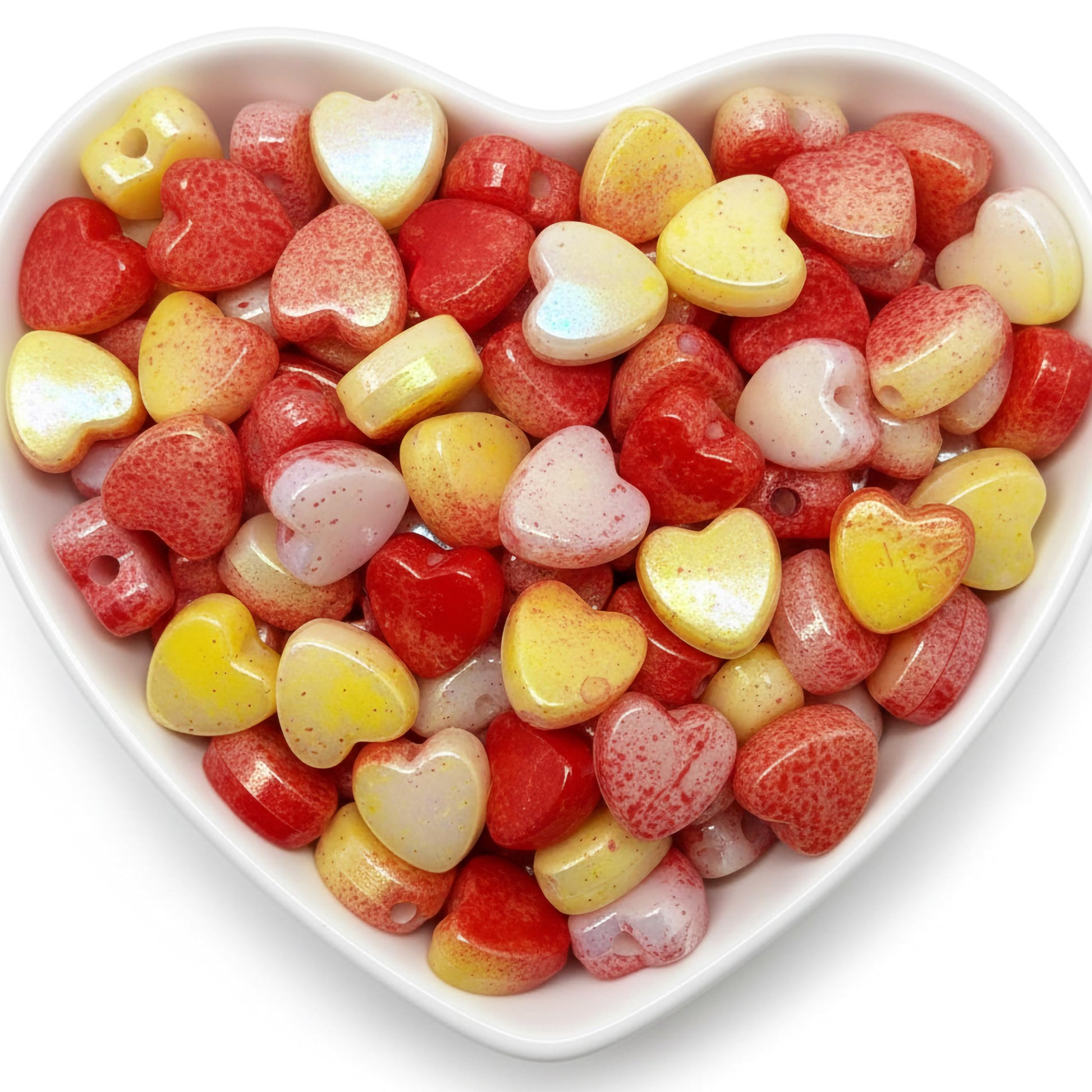 DIY Heart Beads for Jewelry Making, Iridescent Acrylic Heart Red product image
