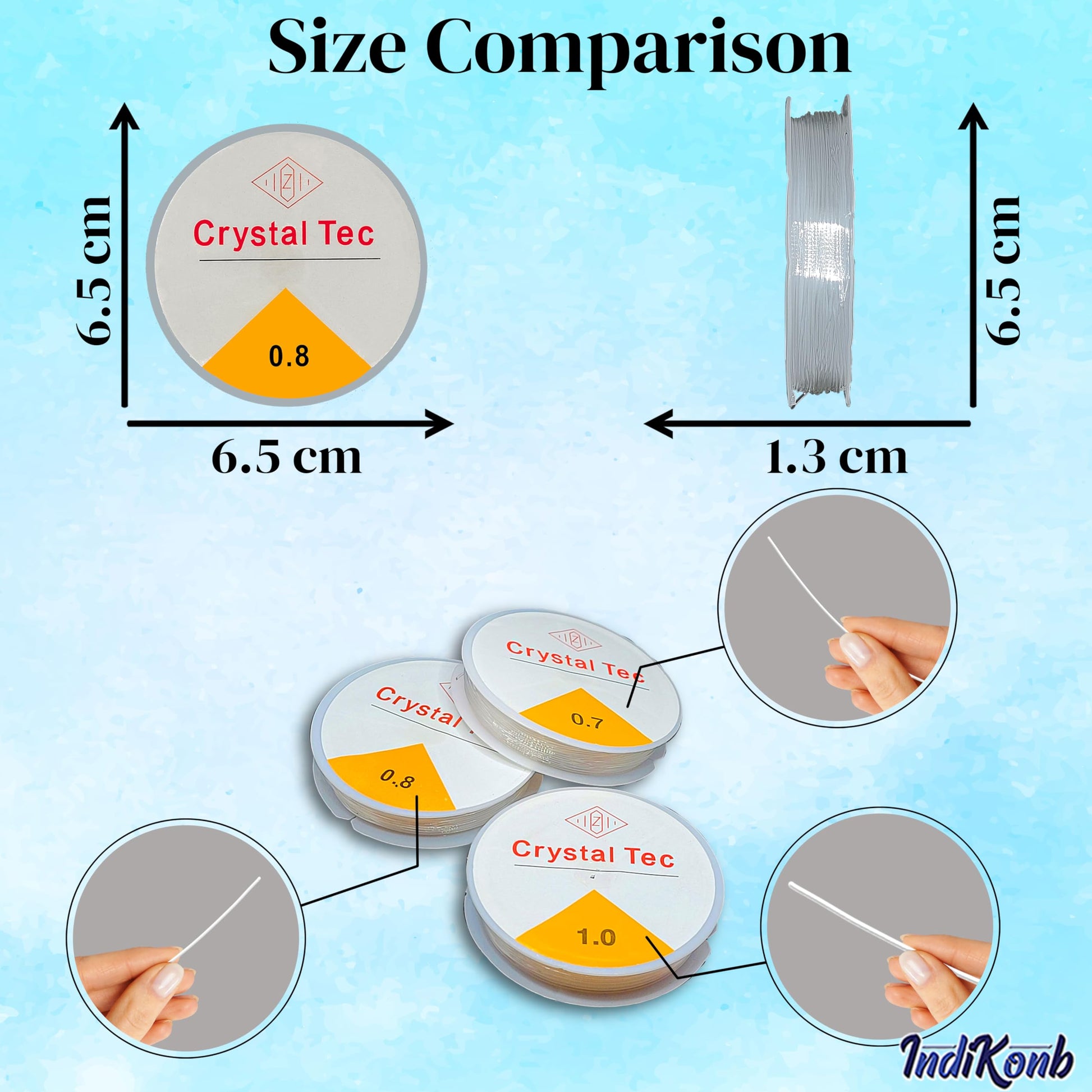 Transparent and clear 0.7mm and 0.8mm elastic cord keeps stretch jewellery projects, DIY craft work and decorative craft finishing visually clean while adding neat decorative finish.