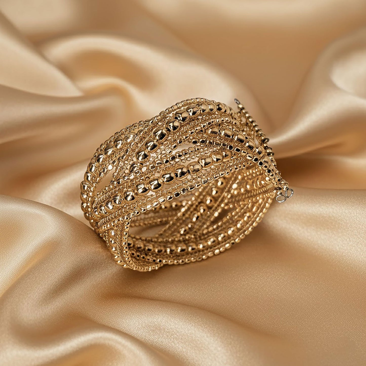 Rose Gold Plated Kada Bracelet for Women, Multilayer Rose image 4