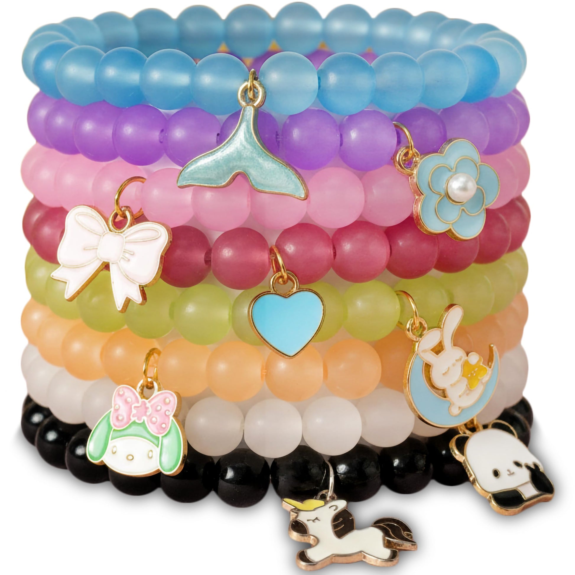 Add a sweet handmade touch to wrist styling with an 8-piece beaded bracelet set.