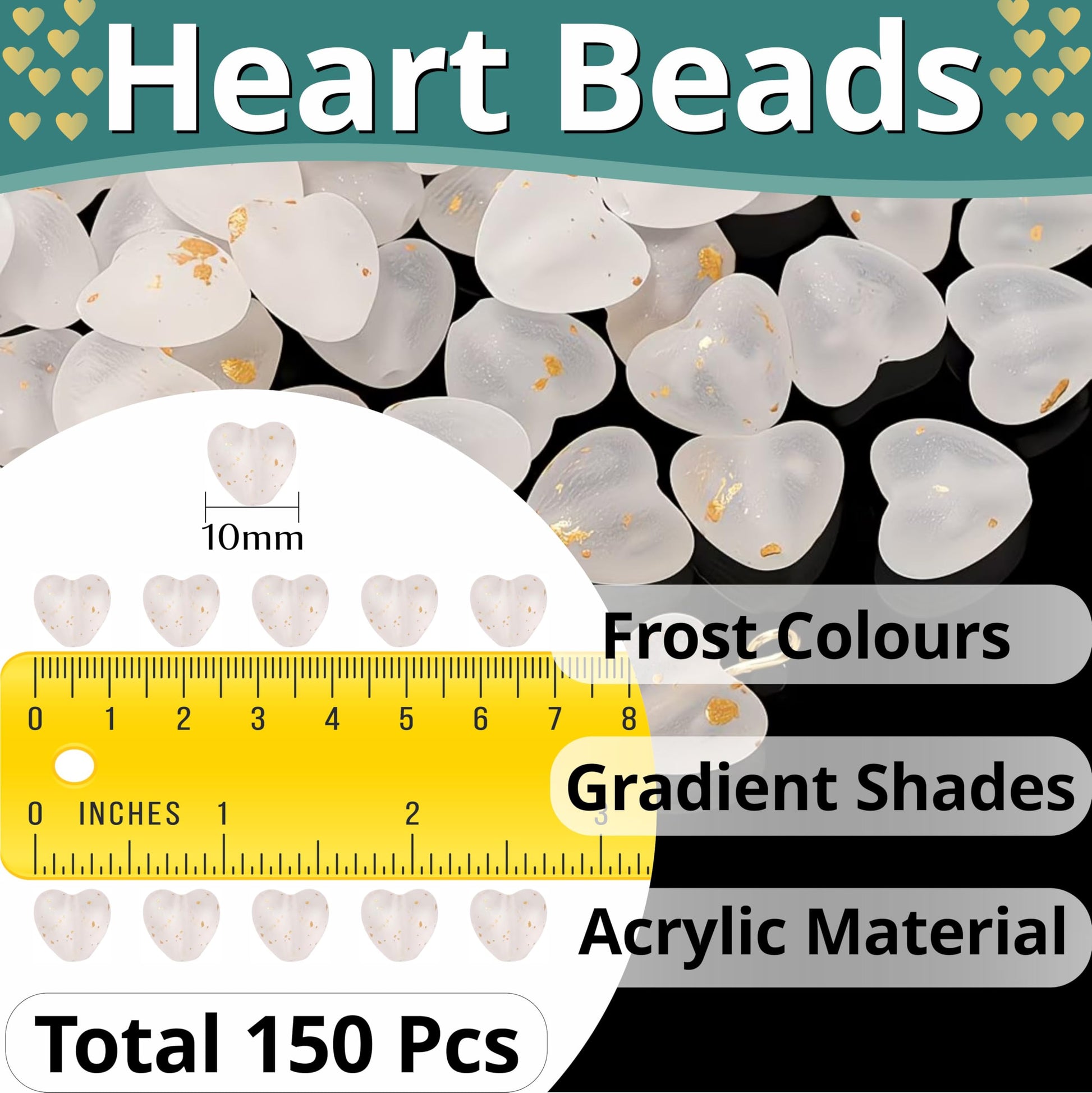 Create detailed phone charm craft and DIY jewelry using soft white foil heart acrylic beads.