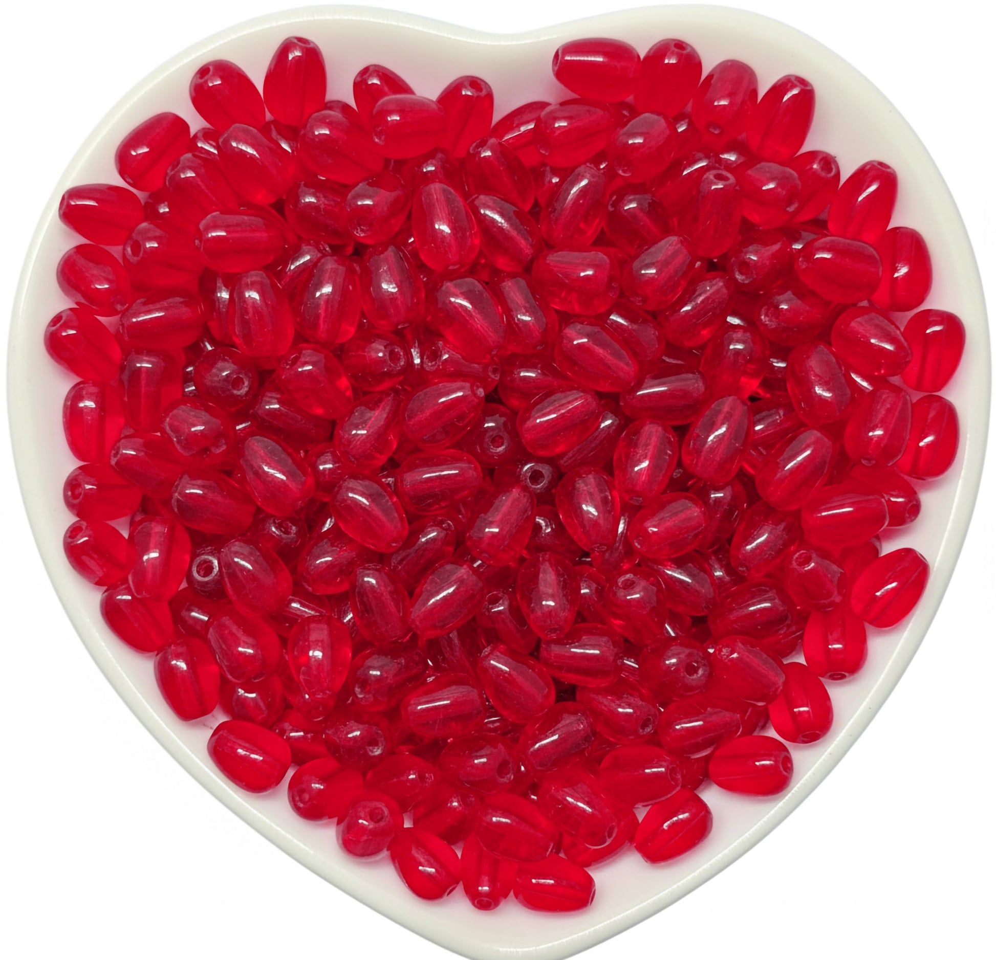 Give handmade DIY jewelry projects a fresh accent through 8x5mm red transparent smooth glass beads.