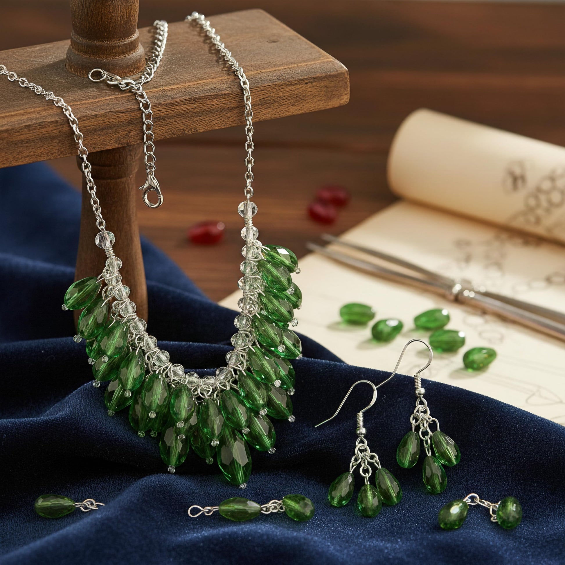 Bring polished movement to DIY accessories with 10x6mm dark green drop beads for beadwork projects.