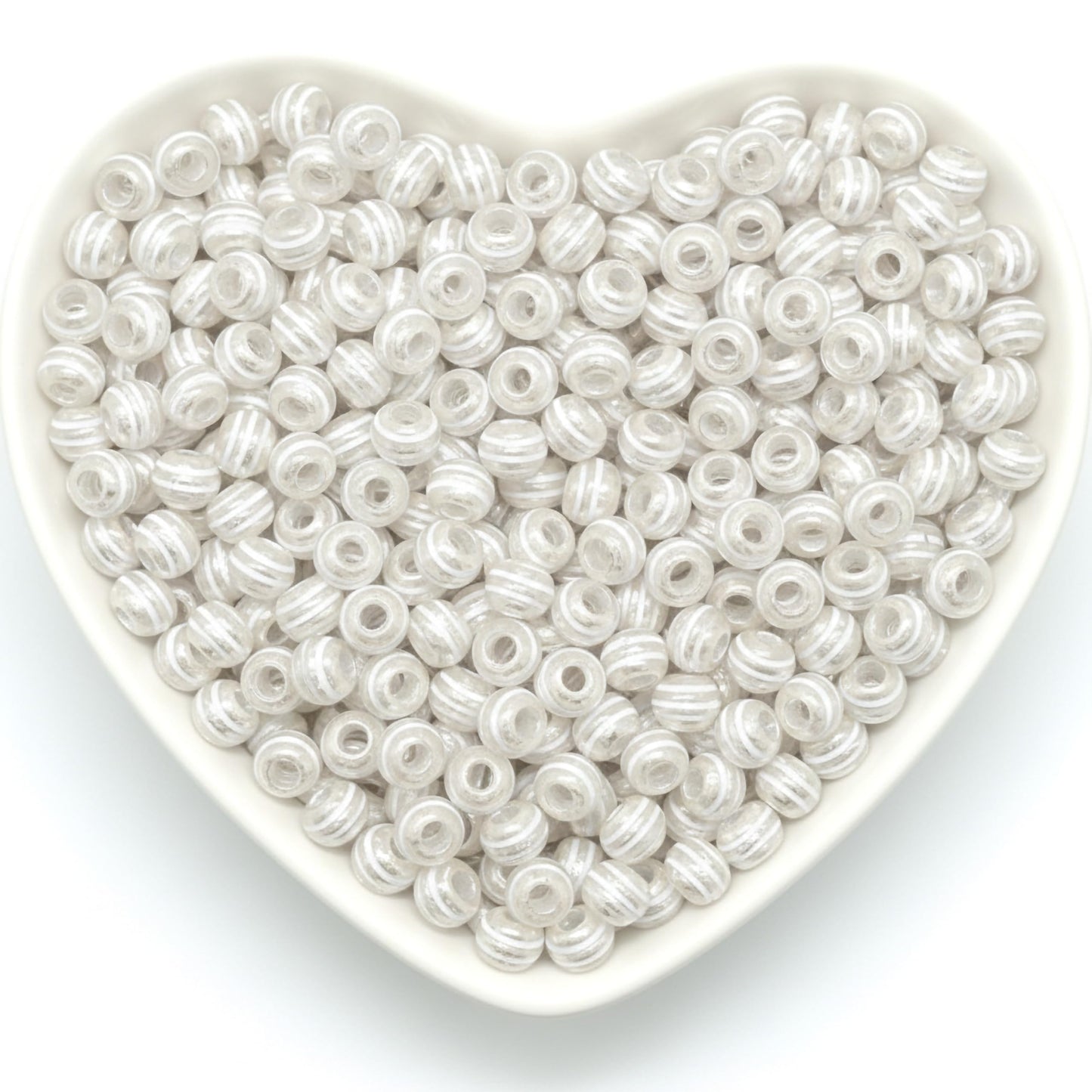 Clear white striped beads for jewelry making crafts