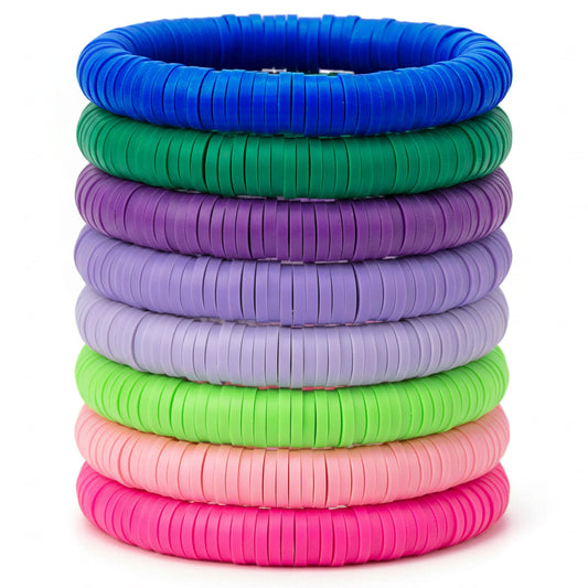 Preppy Heishi Surfer Bracelet Set for Teenage Girls Multicolour 8 Piece product image