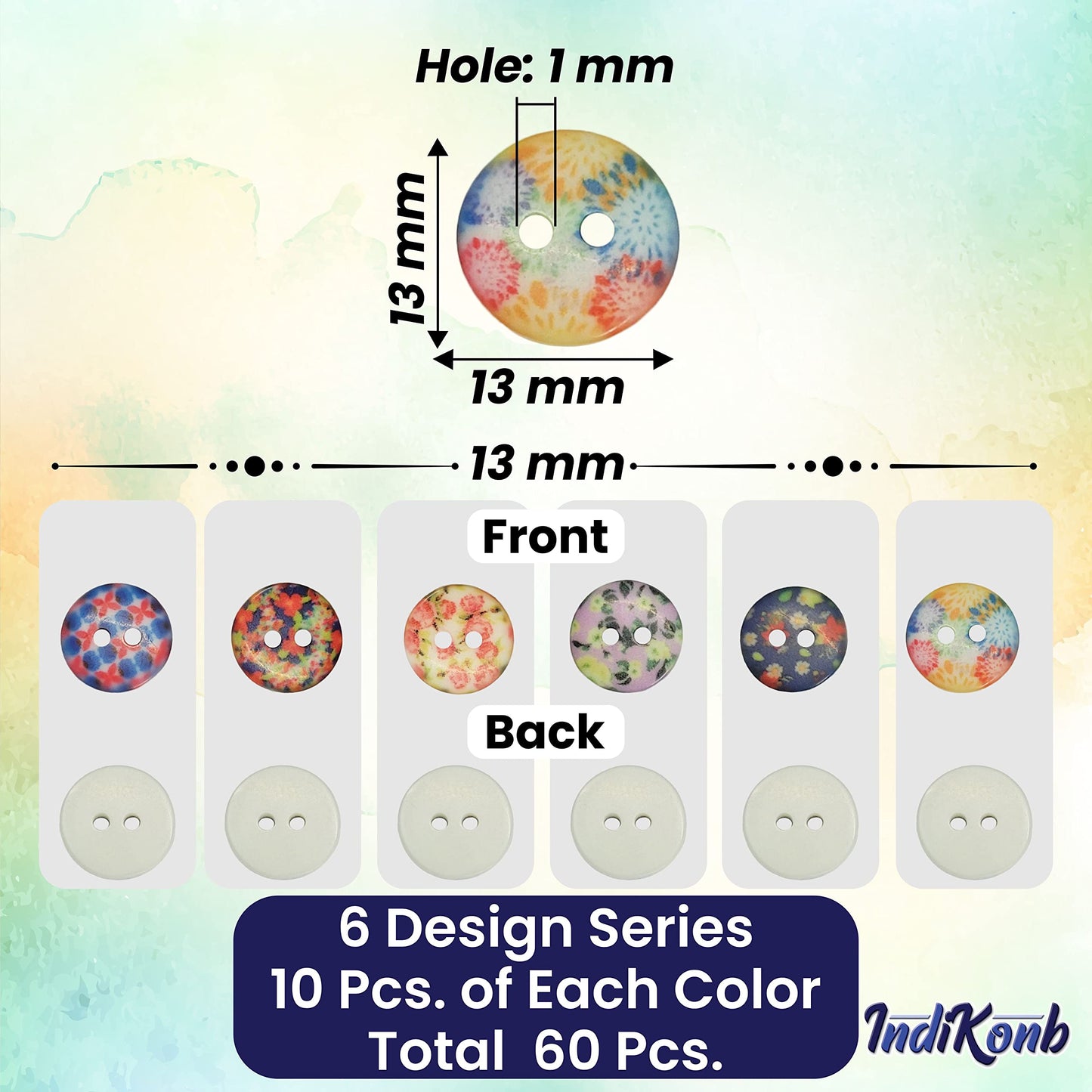 The neat garment finish to handmade projects of multicolour patterns buttons supports garment repair and fabric craft.