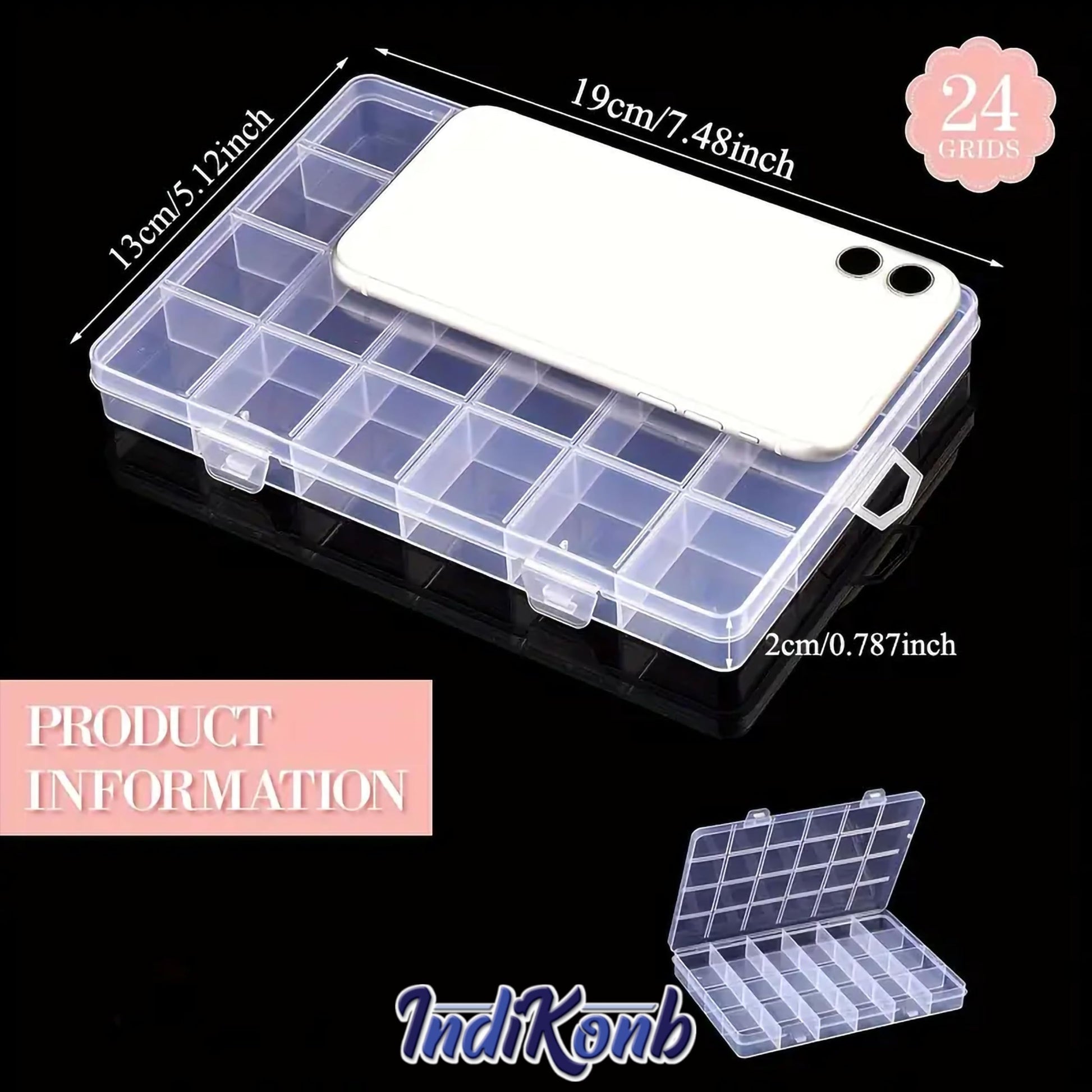 1 Box Plastic Partition Organizer with 24 Compartments. Alternate angle image showing product appearance and use.