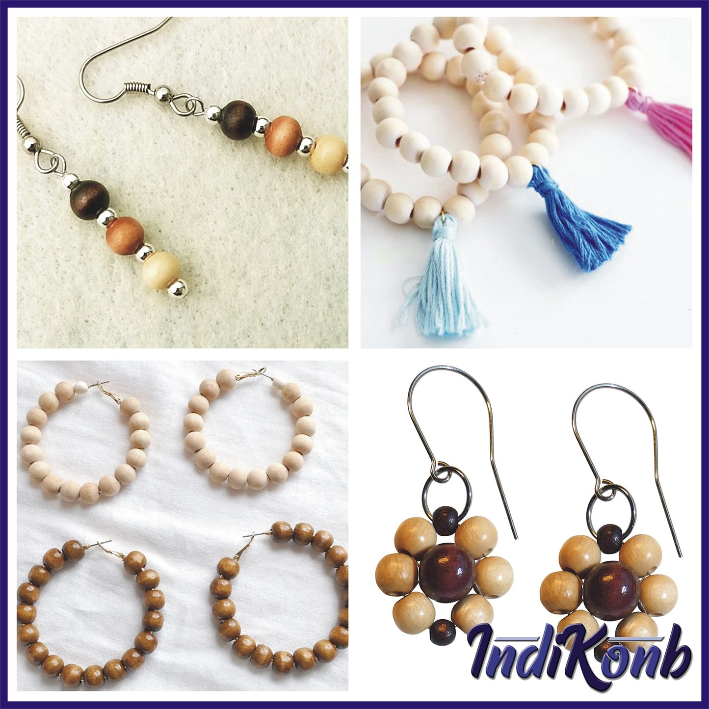 DIY jewellery projects, beading craft and decorative craft finishing can be finished with 8 mm wood and wooden beads for neat decorative finish.