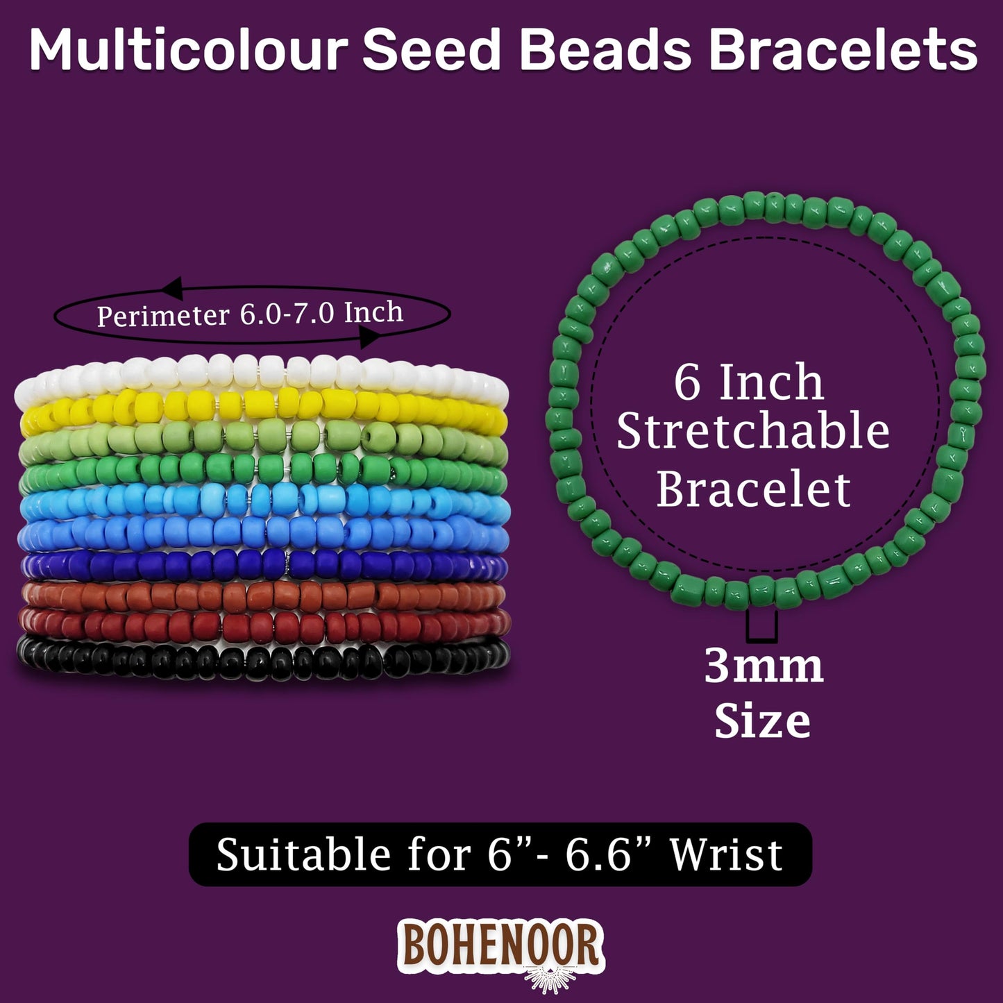 Use multicolour glass and elastic bracelet to give festive outfits a stylish surface detail and a neat decorative finish.