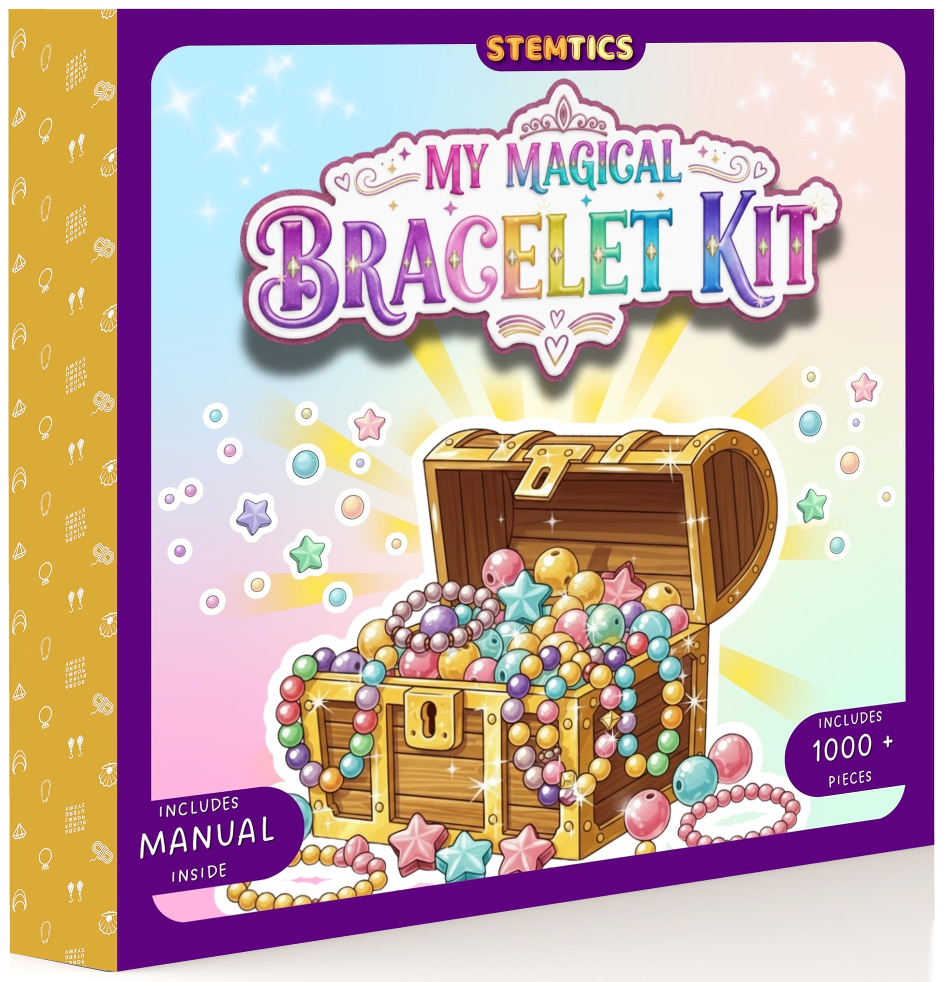 Multicolor Unicorn Bracelet Making Kit with Beads and Charms Acrylic. Close-up image showing color, shape, finish, and texture details.