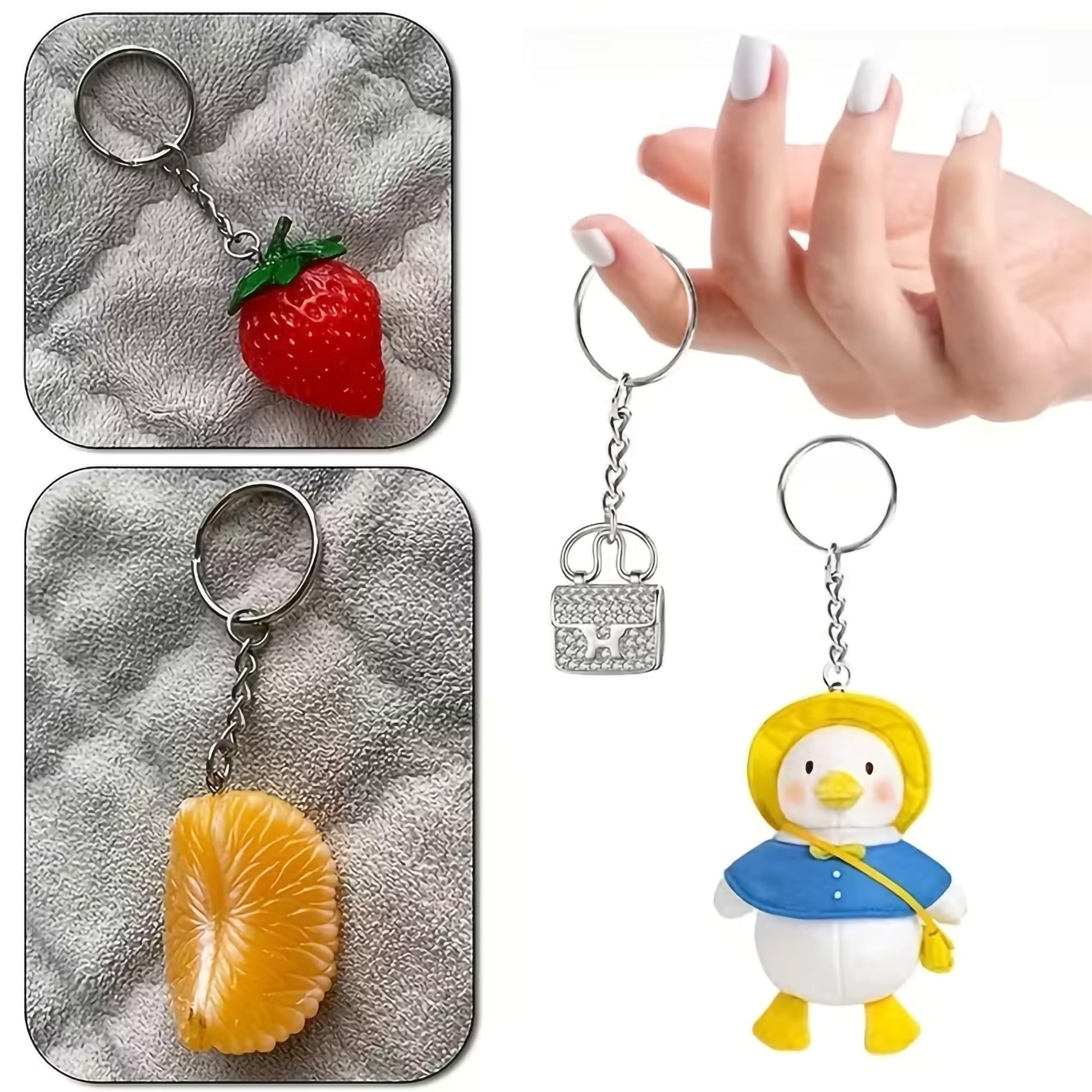 Silver Metal Split Keychain Rings with Open Jump Rings. Additional product image showing more details of the craft product.