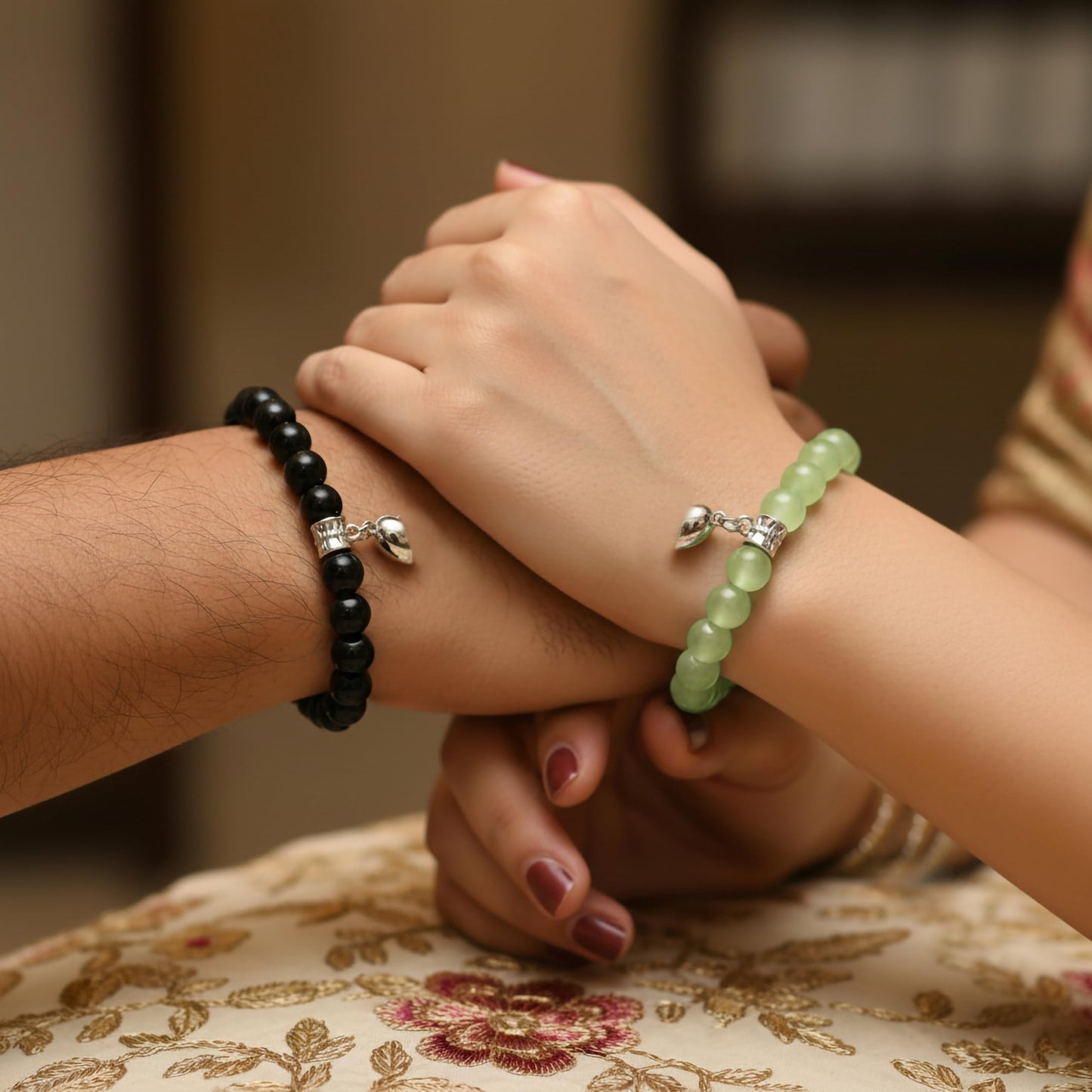 Add meaningful charm detail to everyday outfits with black and green 1-pair friendship bracelet bands.