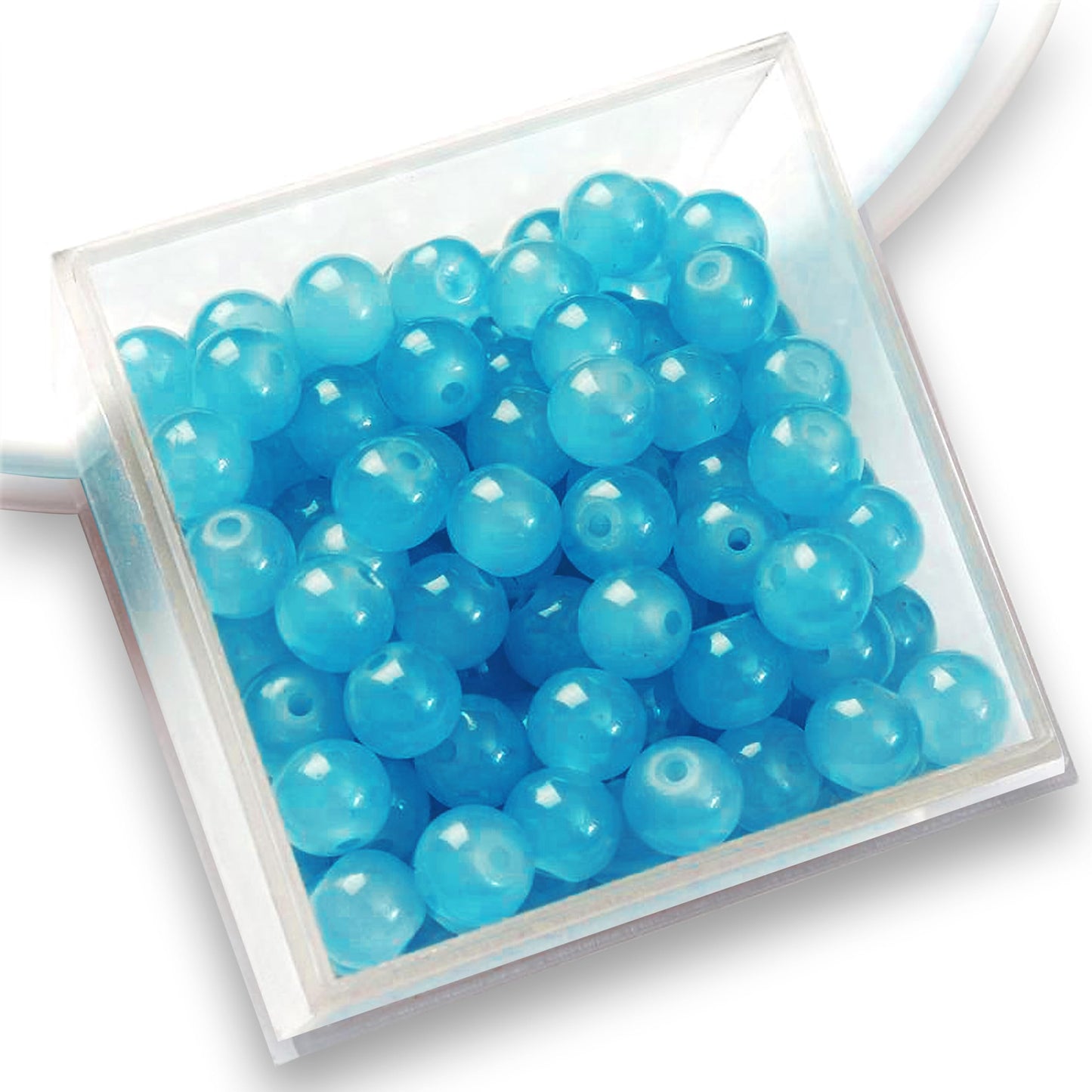 Sky blue and pearl 8mm beads bring a polished accent to bracelet making, necklace making and DIY jewellery projects.